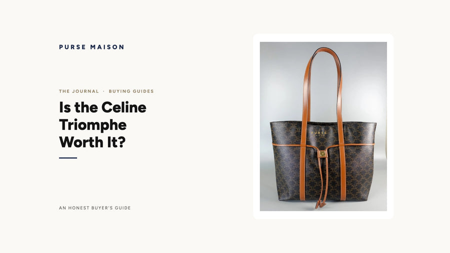 Purse Maison Journal cover: Is the Celine Triomphe Worth It? featuring a Celine Cabas Drawstring in Triomphe canvas