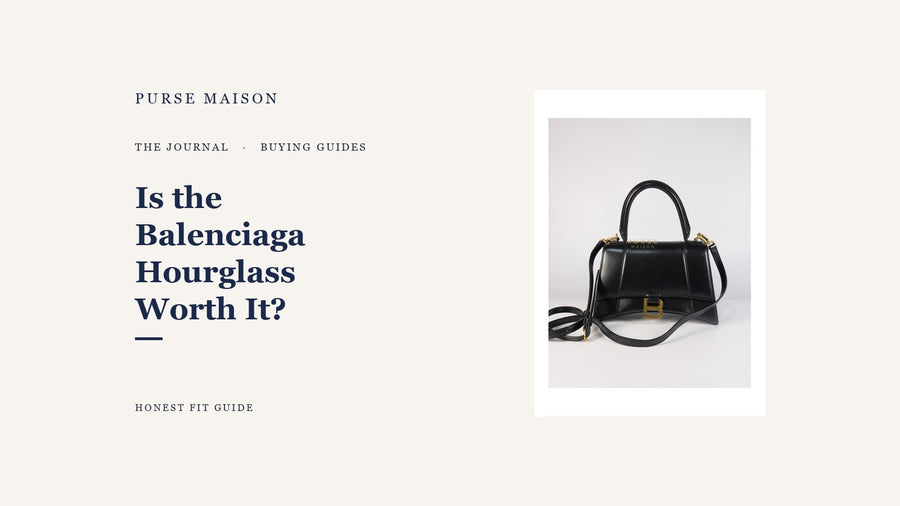 Balenciaga Hourglass Small in black smooth calfskin leather on the Purse Maison Journal cover