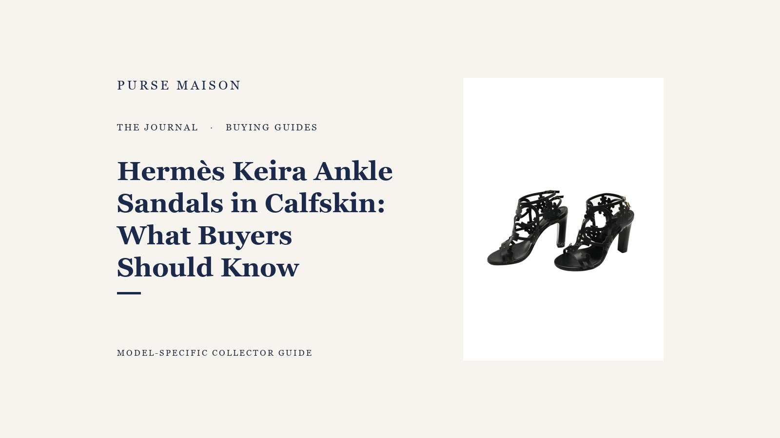 Hermès Keira ankle sandals in black calfskin on a Purse Maison Journal editorial cover