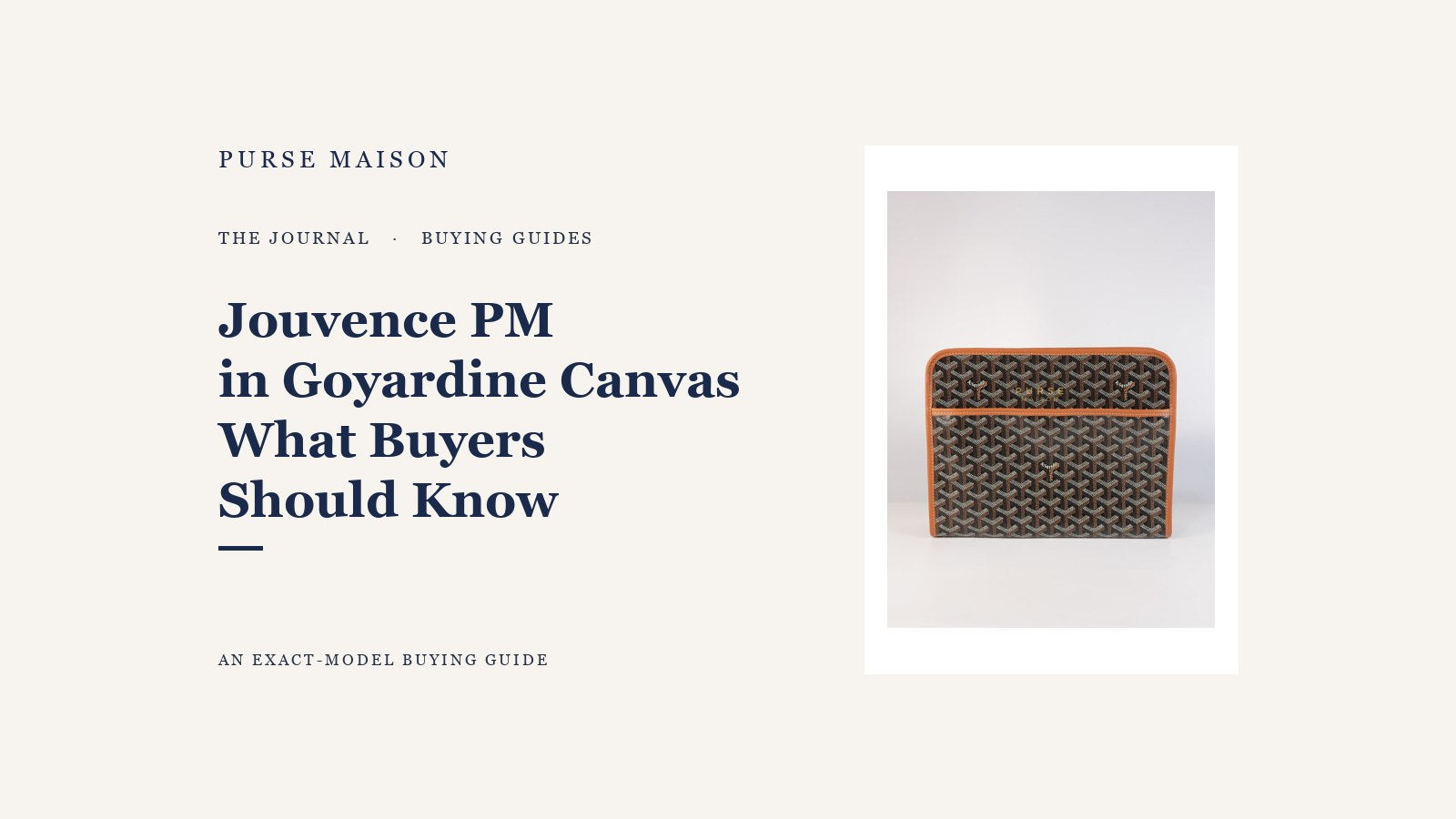 Jouvence PM in tan Goyardine canvas beside the Purse Maison Journal title treatment