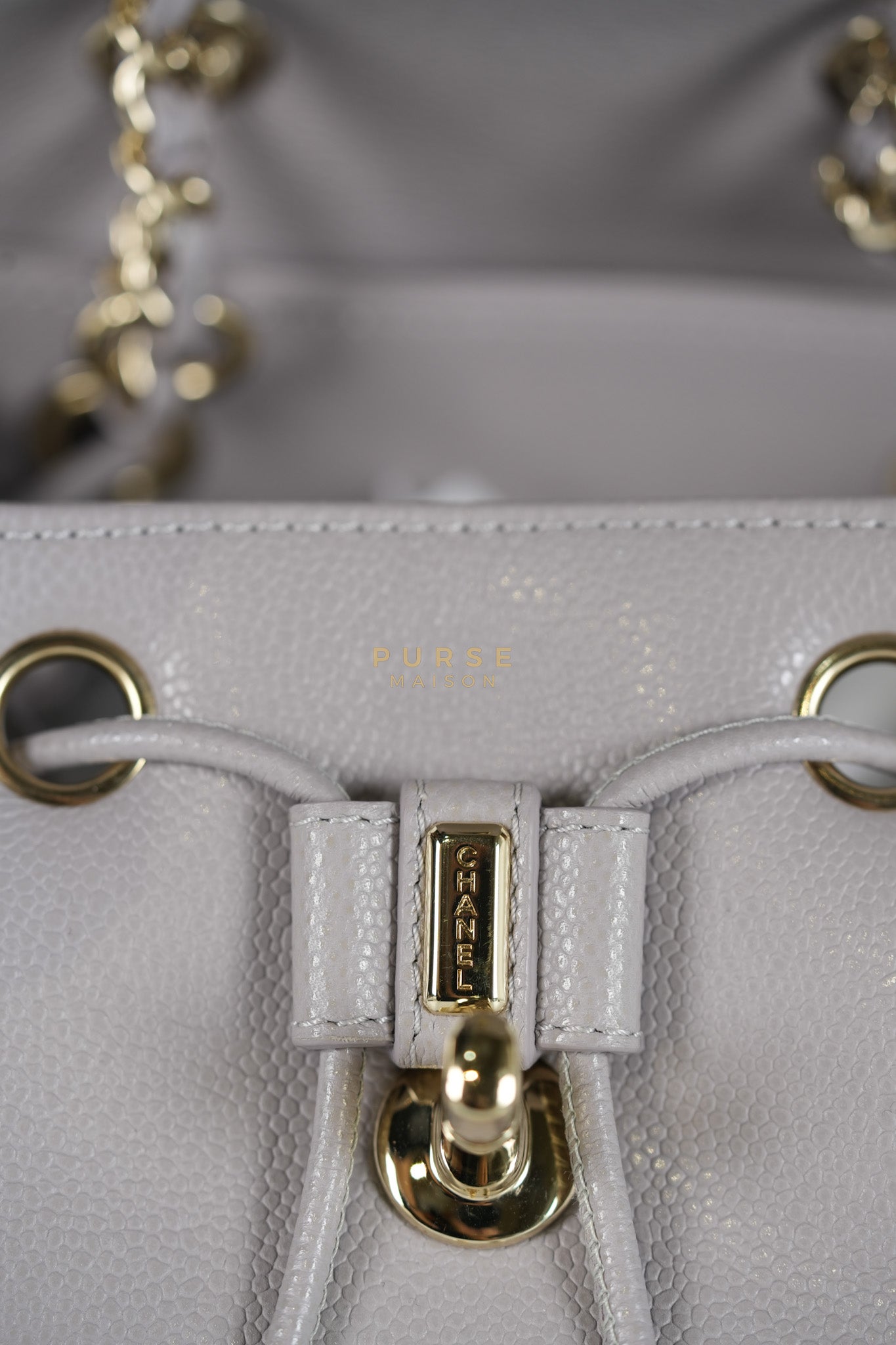 Business Affinity Backpack Gray Caviar Calfskin Leather (Microchip)