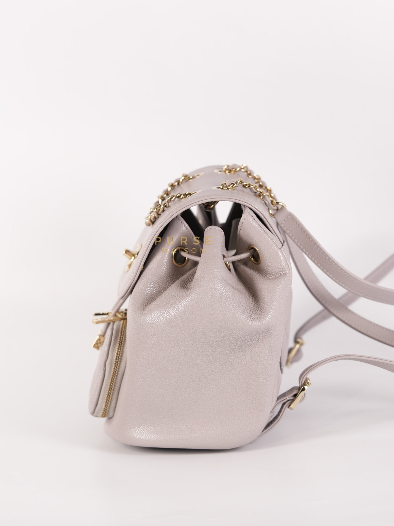Business Affinity Backpack Gray Caviar Calfskin Leather (Microchip)
