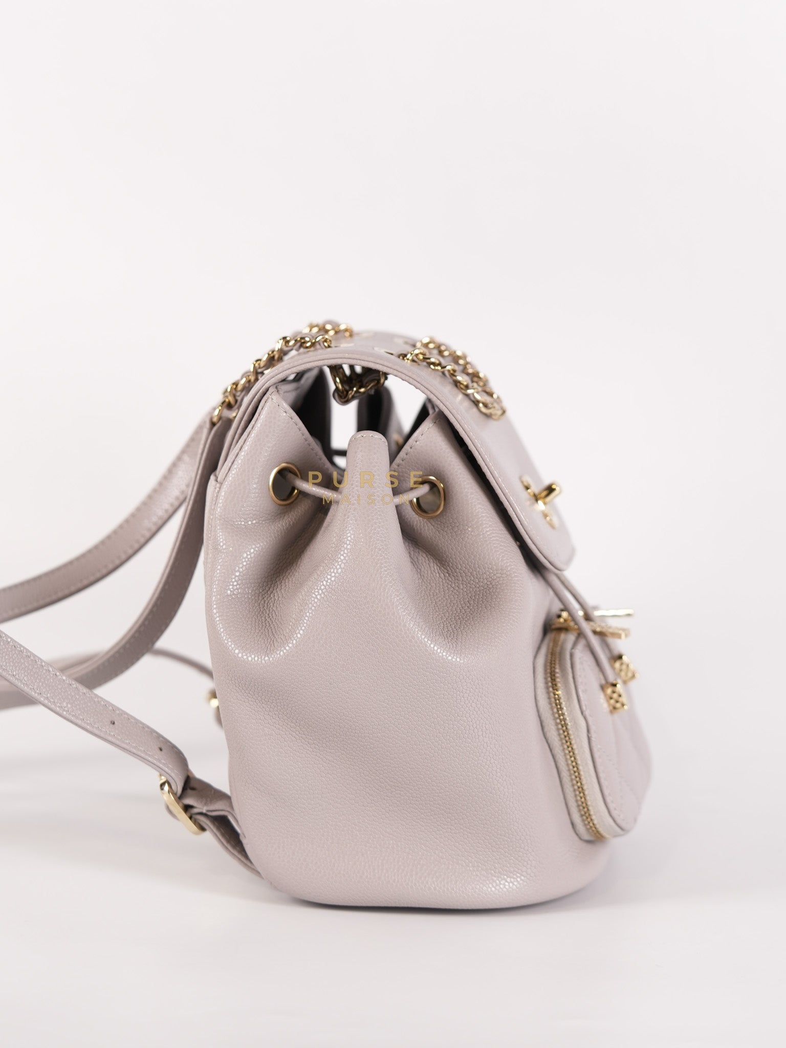 Business Affinity Backpack Gray Caviar Calfskin Leather (Microchip)