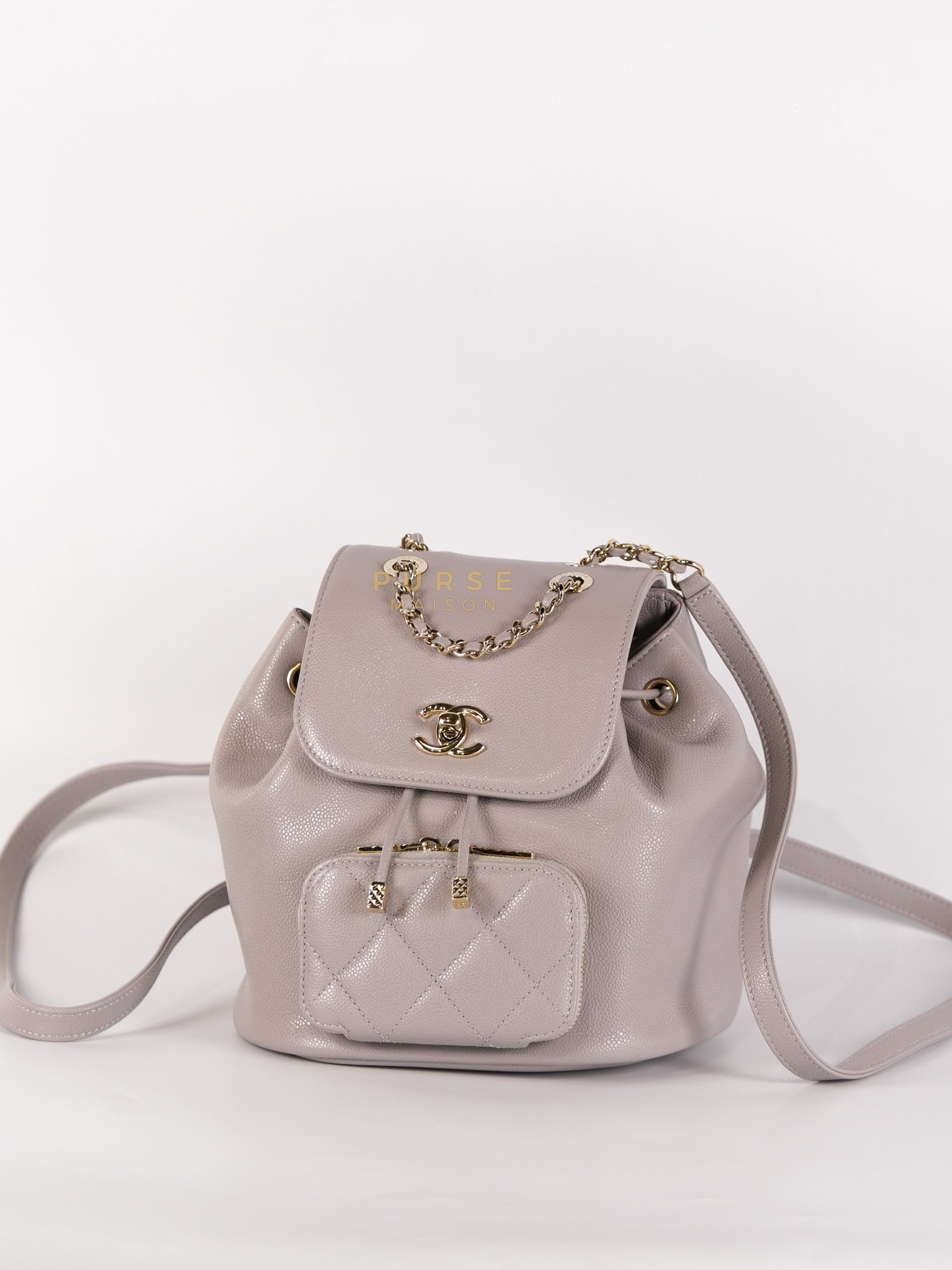 Business Affinity Backpack Gray Caviar Calfskin Leather (Microchip)