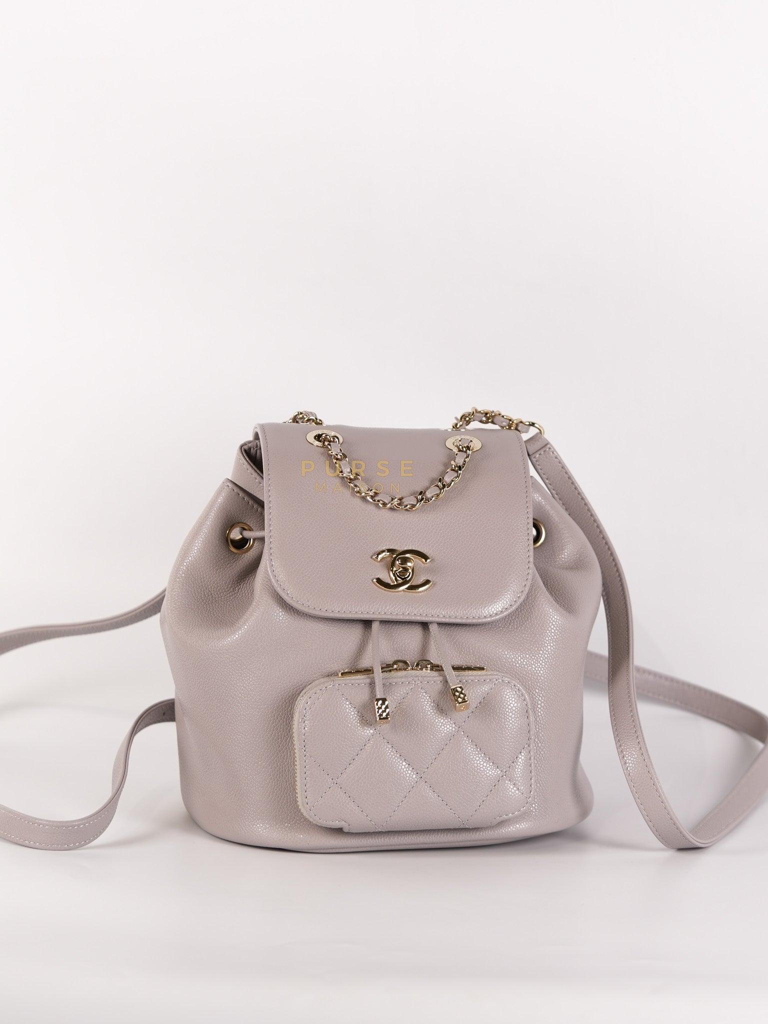 Business Affinity Backpack Gray Caviar Calfskin Leather (Microchip)