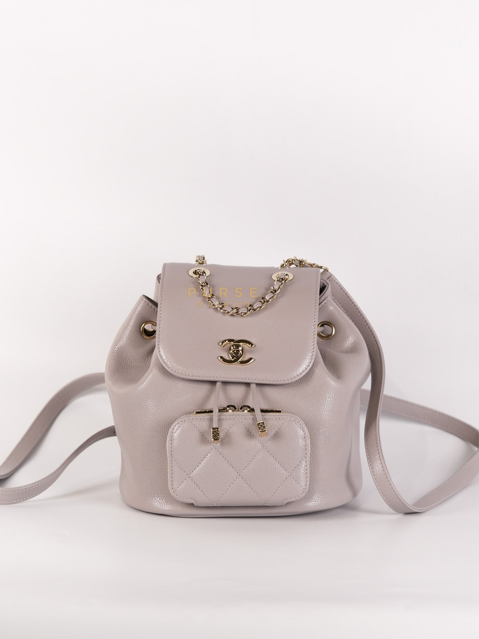 Business Affinity Backpack Gray Caviar Calfskin Leather (Microchip)