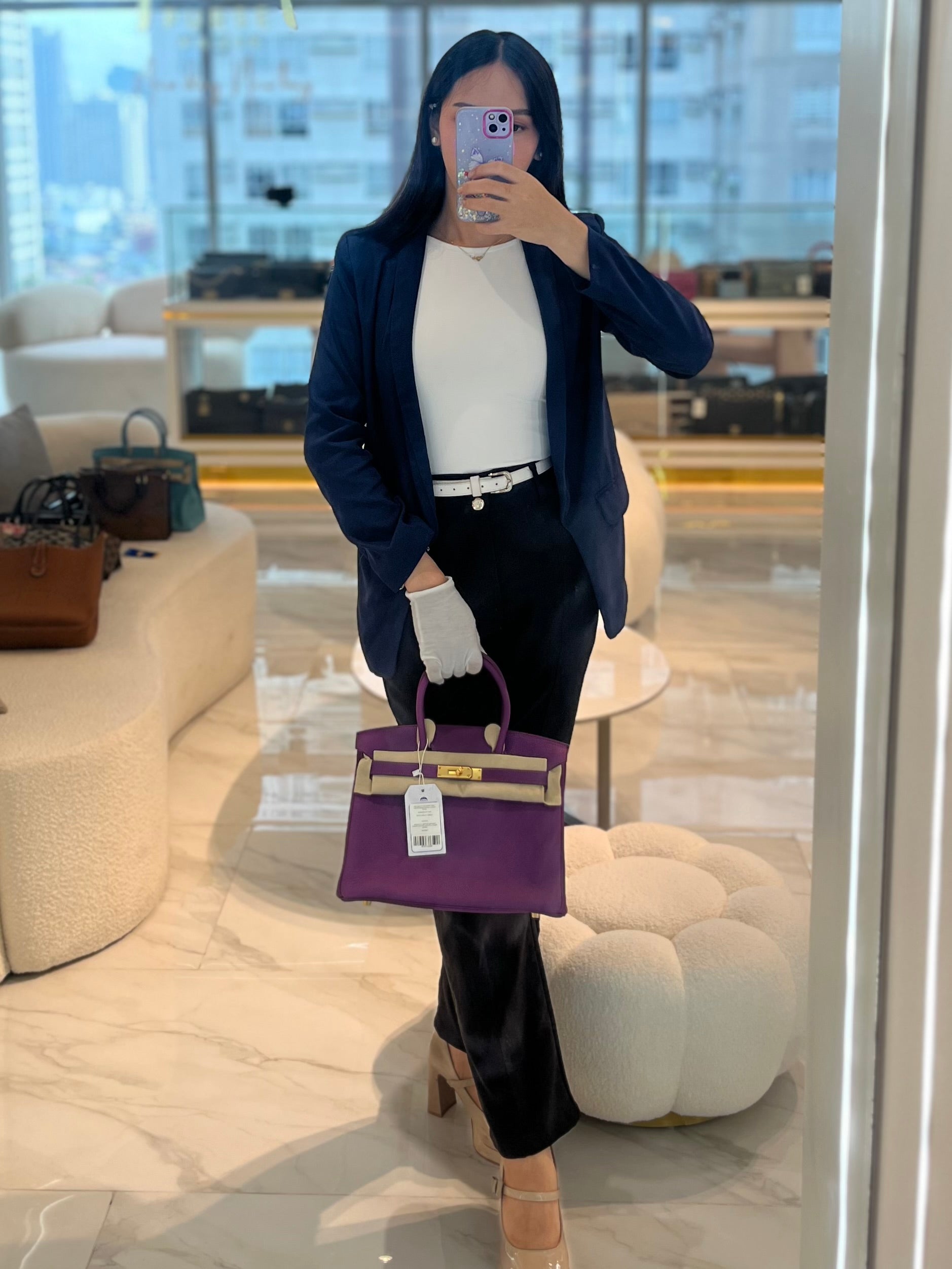 Birkin 30 Retourne in Purple Togo Loeather and Gold Hardware Stamp T (2015)