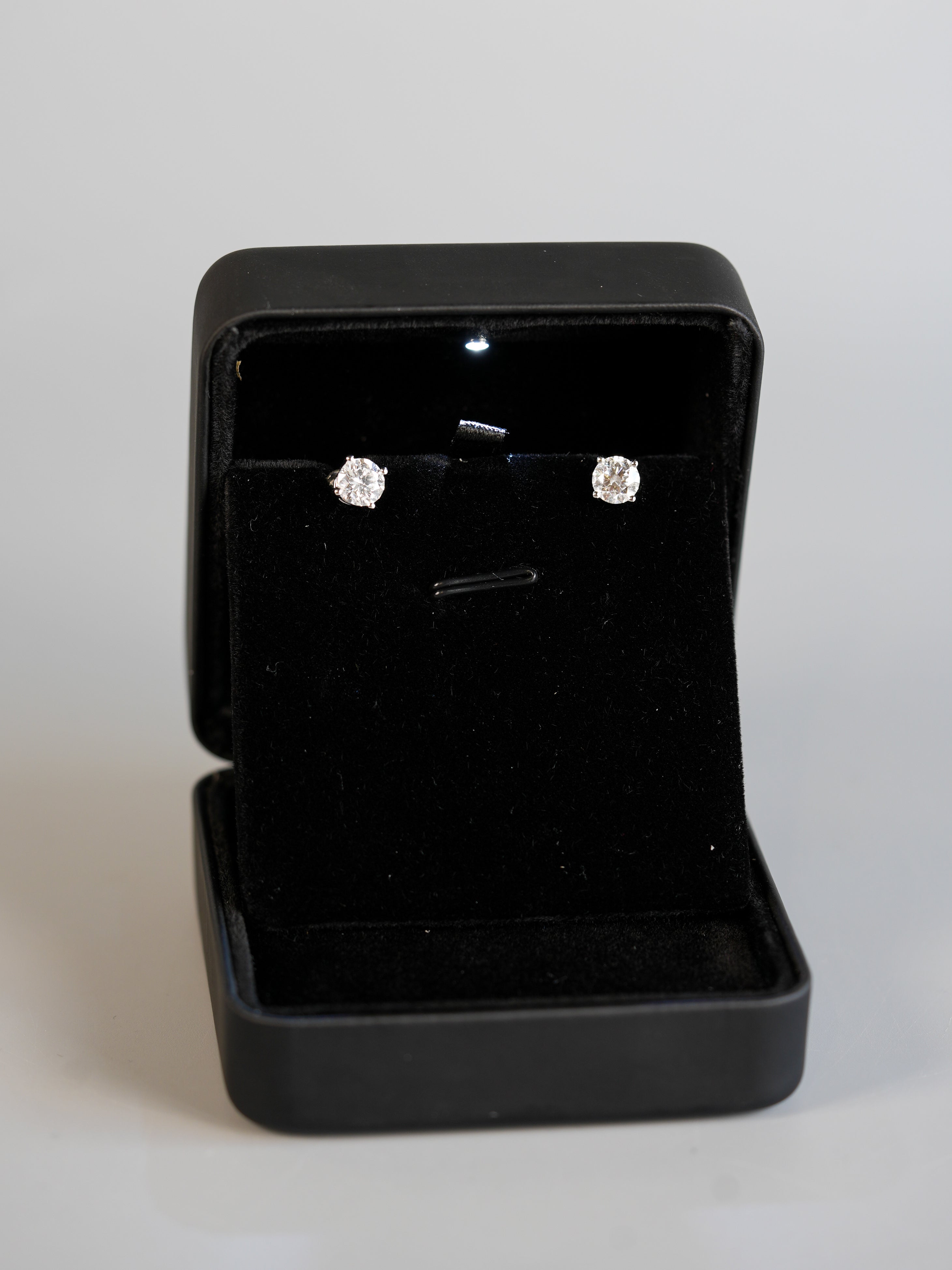 1 Carat Each (2 carats total) GIA Certified Natural Diamond Earrings in 18k white Gold | Purse Maison Luxury Bags Shop