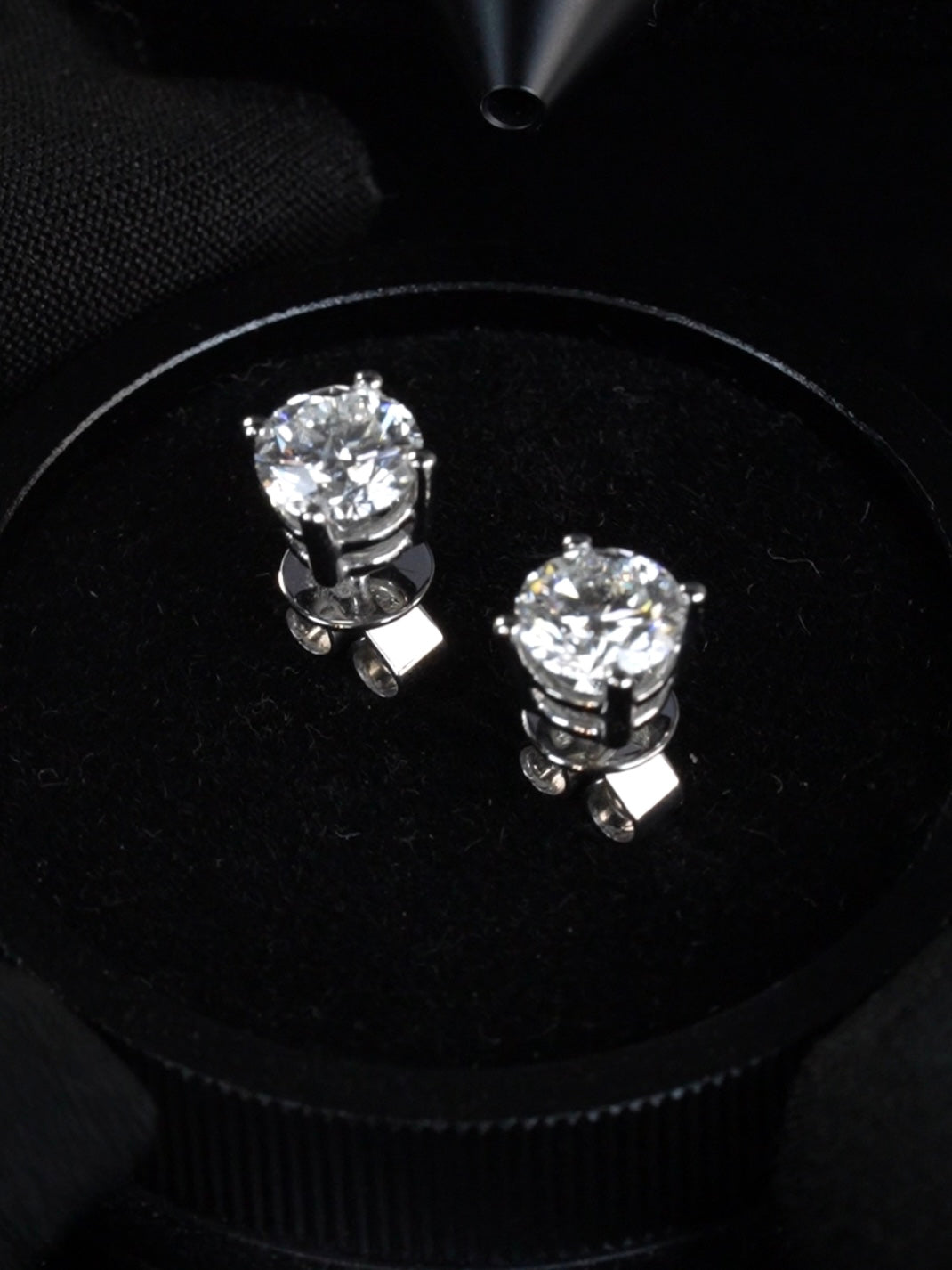 1 Carat Each (2 carats total) GIA Certified Natural Diamond Earrings in 18k white Gold | Purse Maison Luxury Bags Shop