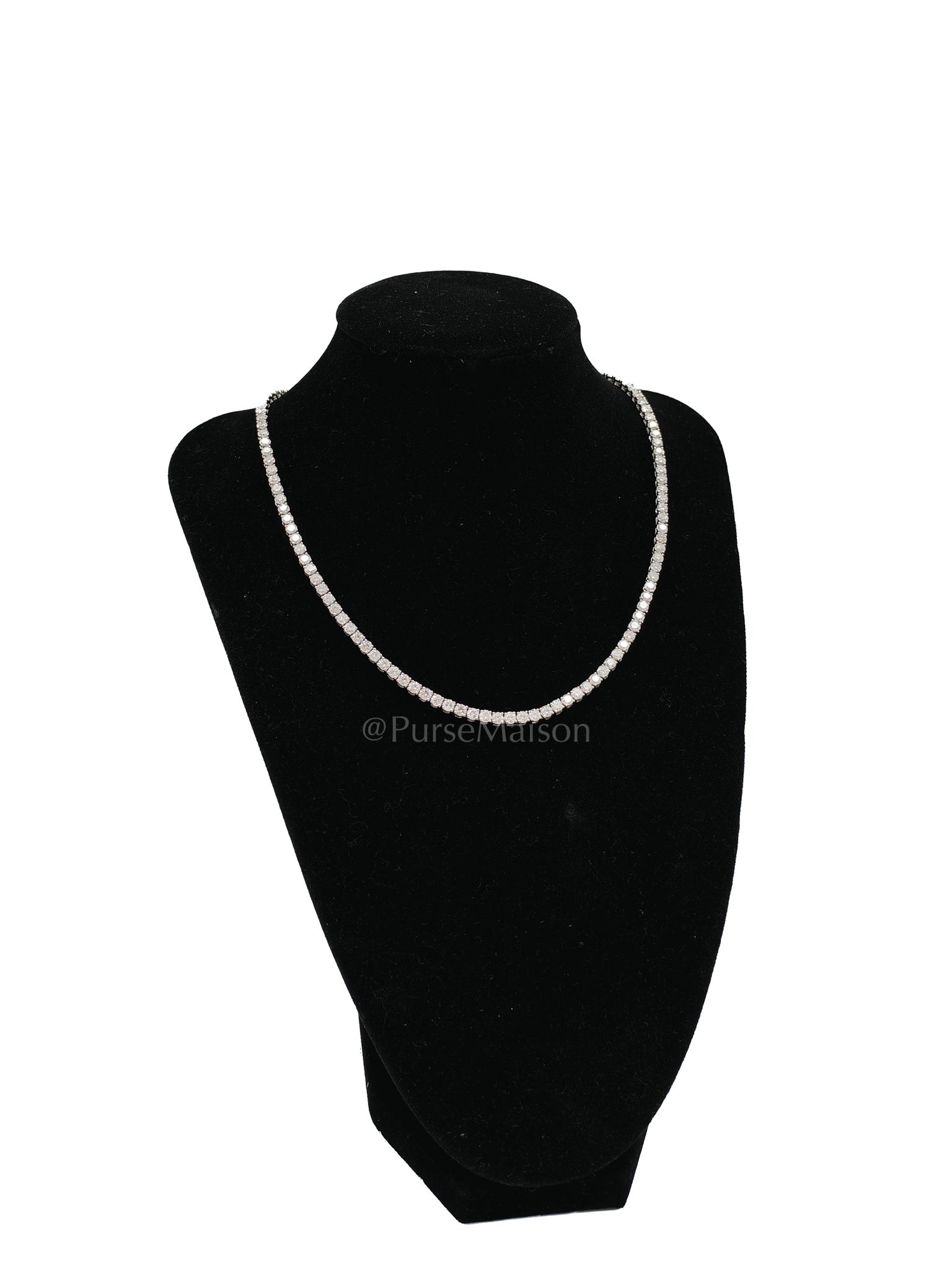 14k 24.7gms 11.78cts Natural Diamons White Gold Tennis Necklace (16 inches) | Purse Maison Luxury Bags Shop