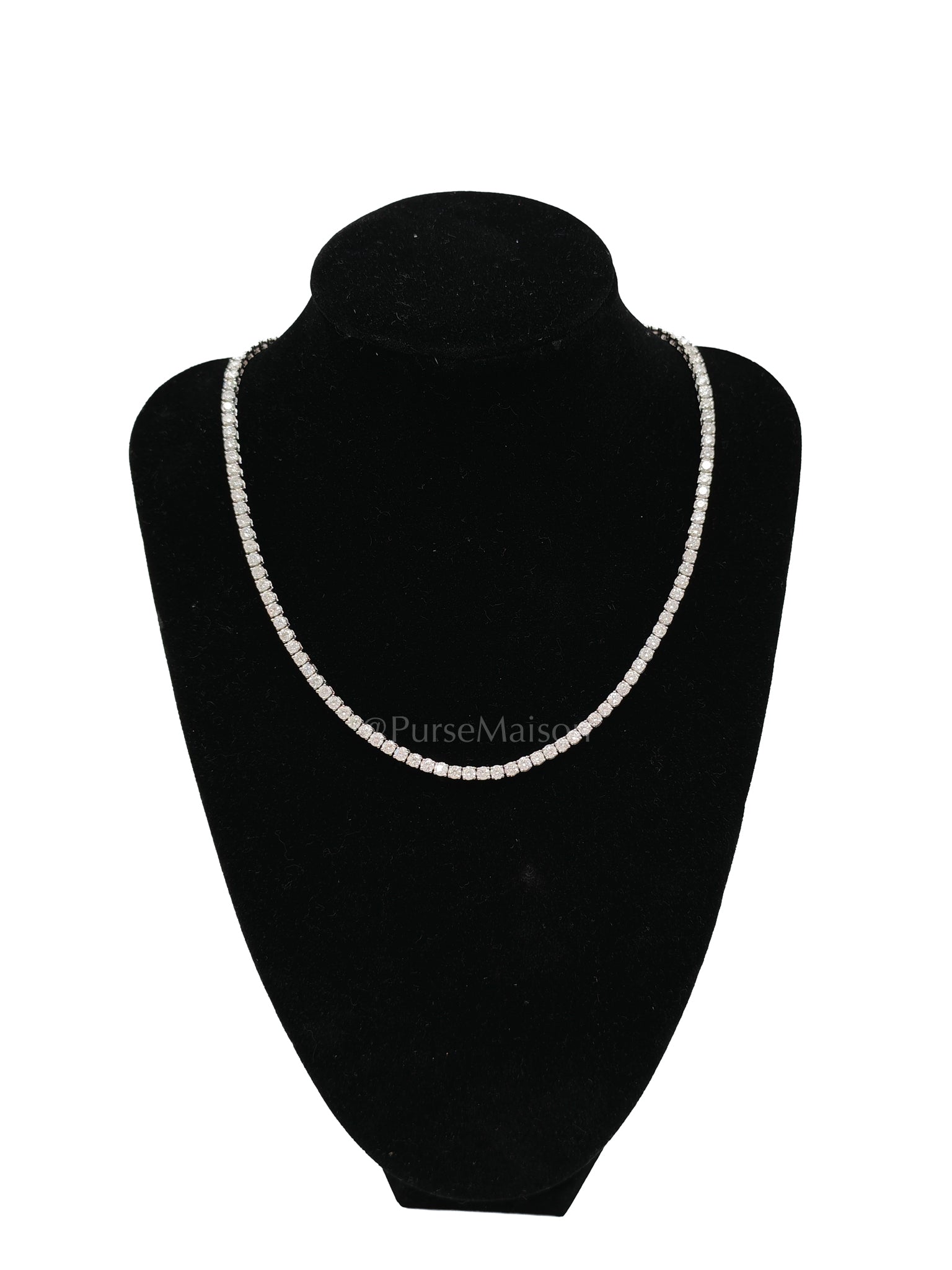 14k 24.7gms 11.78cts Natural Diamons White Gold Tennis Necklace (16 inches) | Purse Maison Luxury Bags Shop