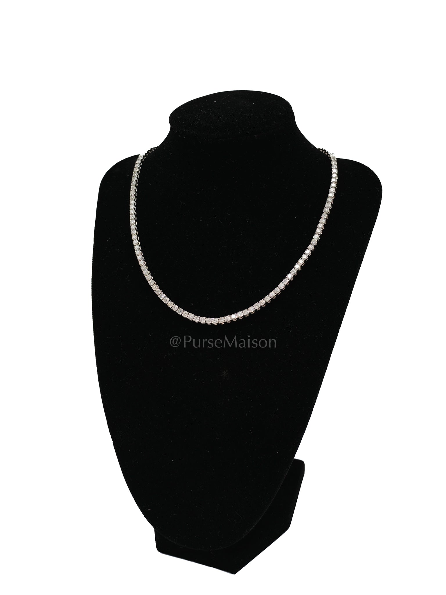 14k 24.7gms 11.78cts Natural Diamons White Gold Tennis Necklace (16 inches) | Purse Maison Luxury Bags Shop