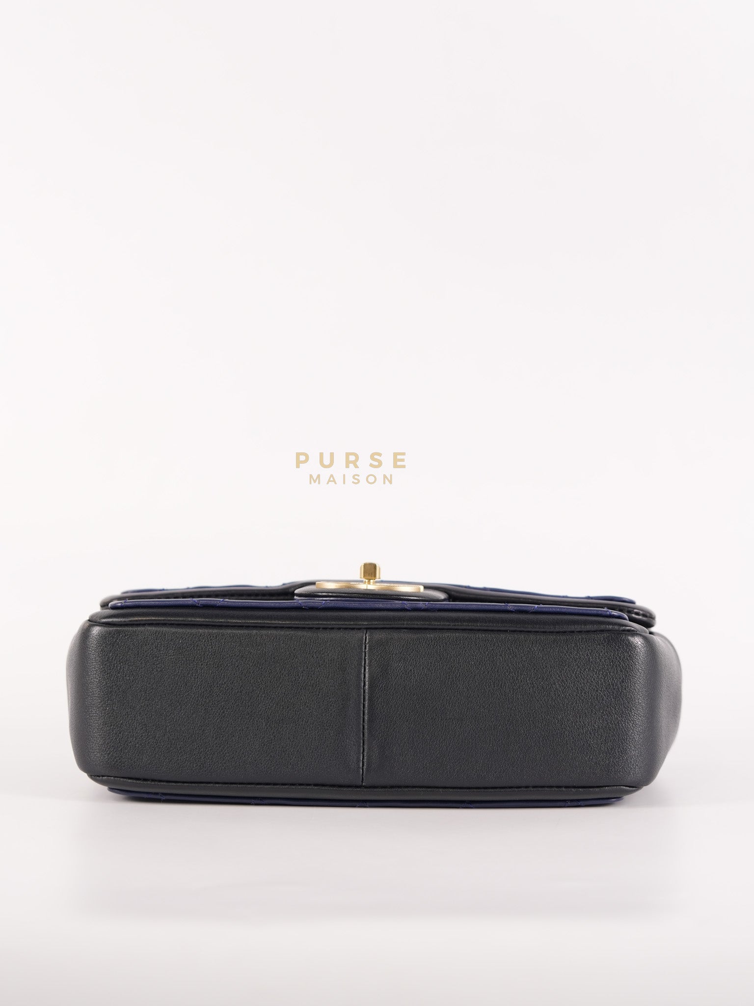 14P Mini Flap Graphic Logo Two-Tone Quilted Calfskin Leather in Gold Hardware Series 19 | Purse Maison Luxury Bags Shop