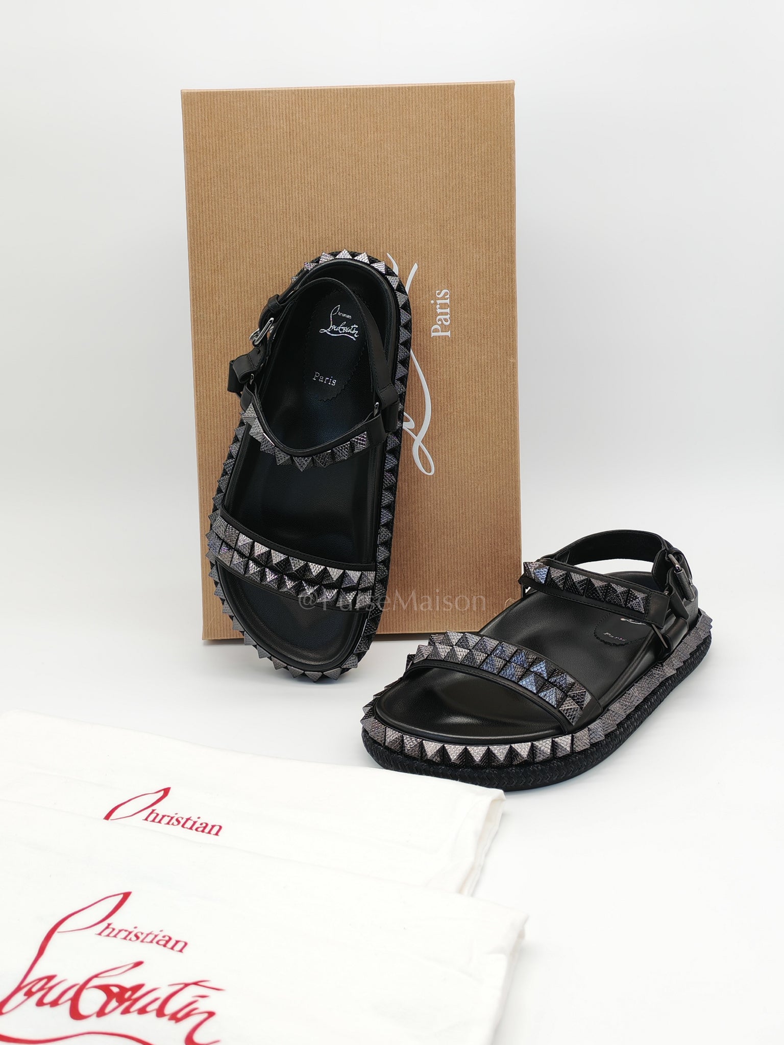 Pyrabizz Black Stud Sandals Size 37.5 EU (23.5cm)