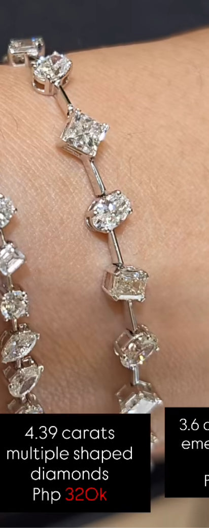 18 Karat White Gold Tennis Bracelet 3.6 Carats Pear Emerald and Oval Shaped Natural Diamond Vvs Clarity F/G Color | Purse Maison Luxury Bags Shop