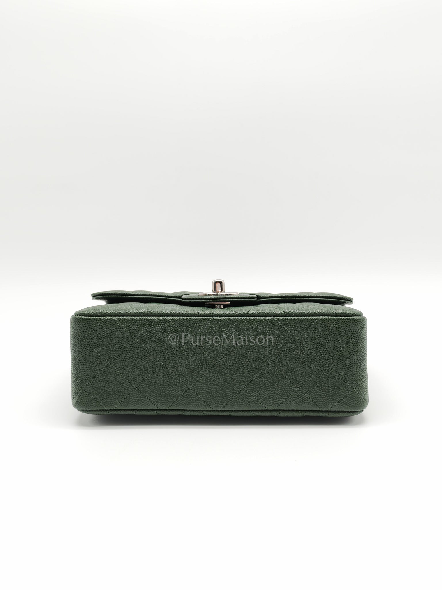 18C Mini Rectangle in Forest Green Caviar Leather and Silver Hardware Series 25 | Purse Maison Luxury Bags Shop