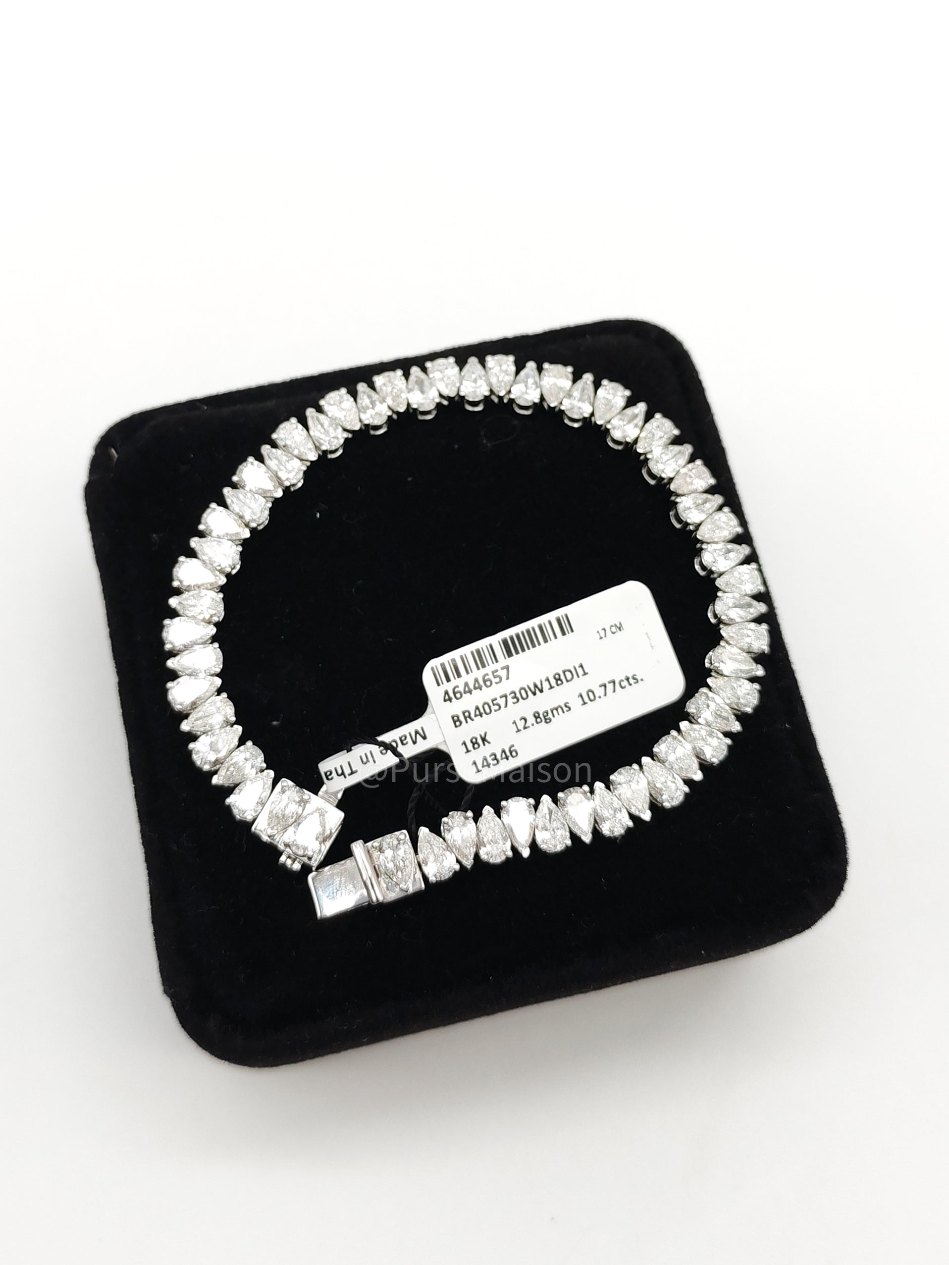 18k|12.8gms.|10.77cts.|VS1 to VVS1 (Clarity) E to H (Color) Natural Diamond White Gold Tennis Bracelet | Purse Maison Luxury Bags Shop