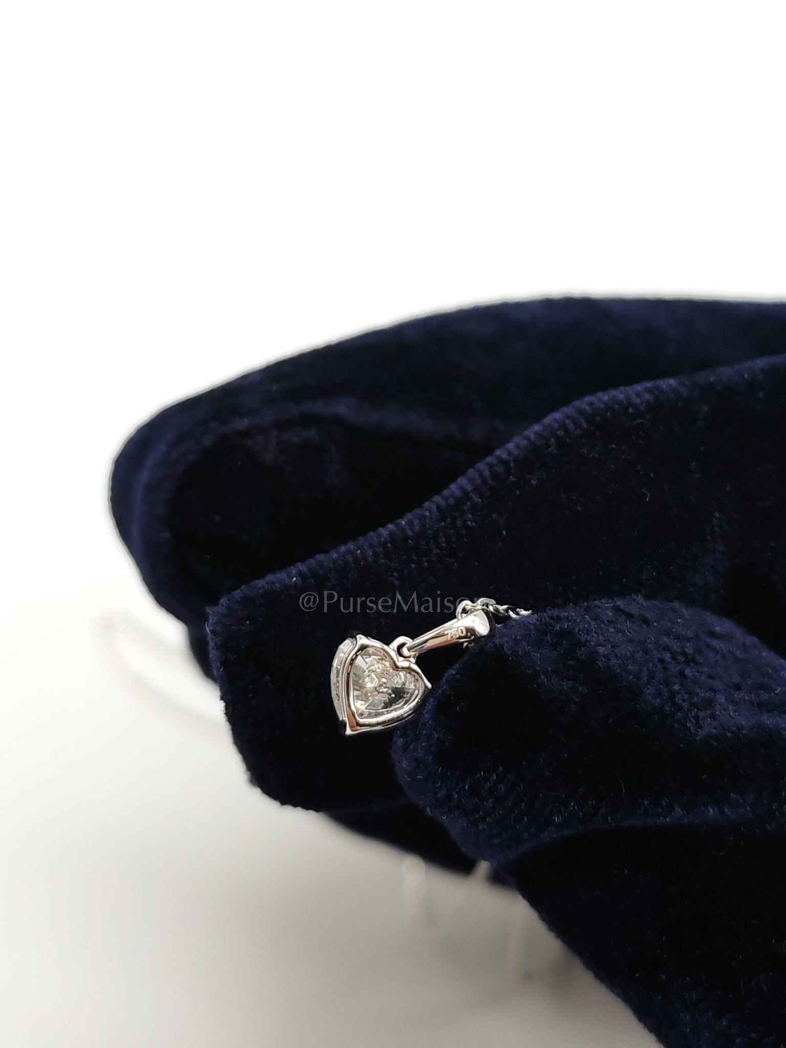 18k 1.41gms. 0.55cts. Natural Diamond White Gold Necklace (18 inches) | Purse Maison Luxury Bags Shop