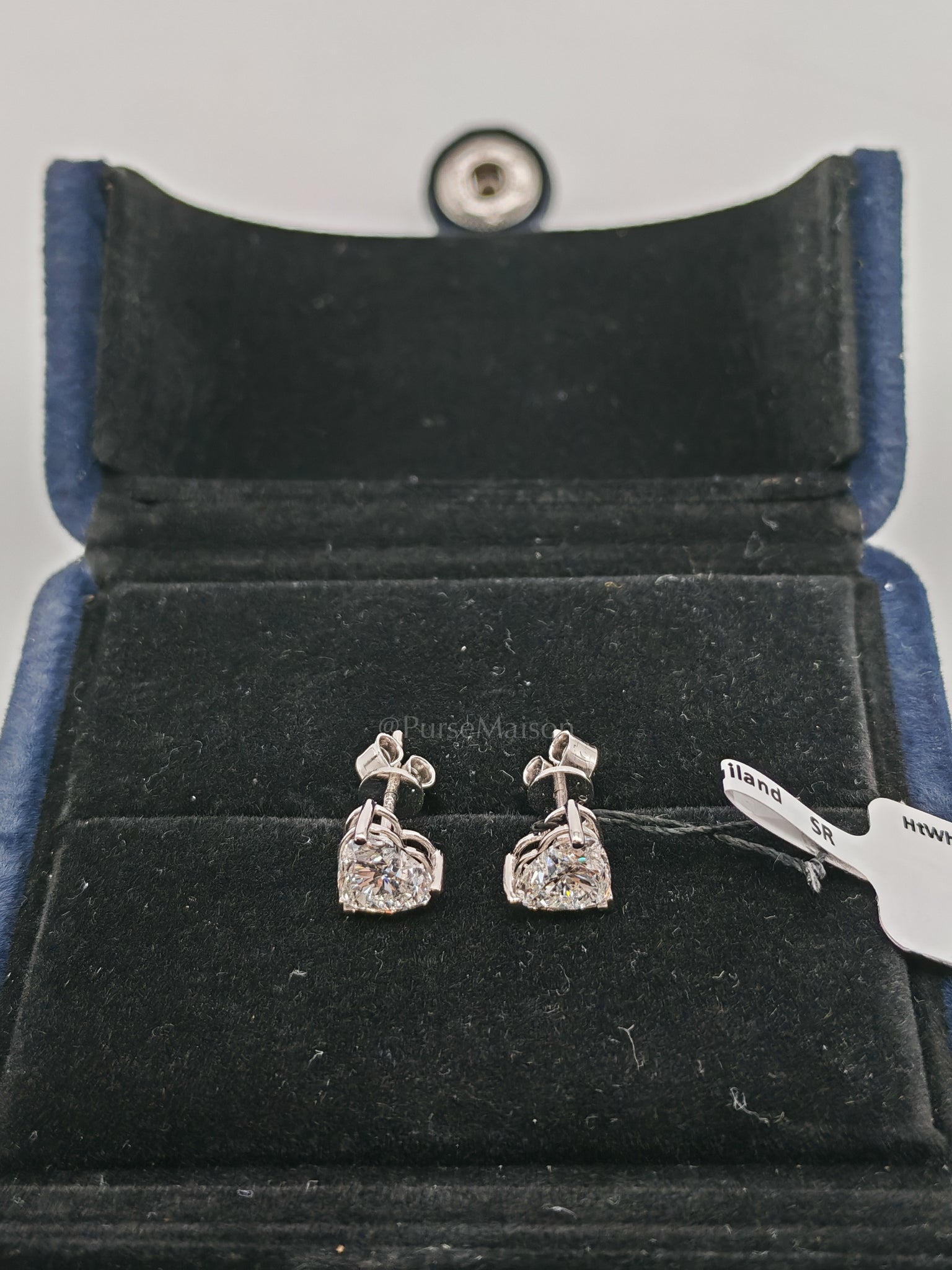 18k 1.73gms 2.03cts VS1 to VVS1 (Clarity) E to H (Color) Natural Diamond White Gold Earrings | Purse Maison Luxury Bags Shop