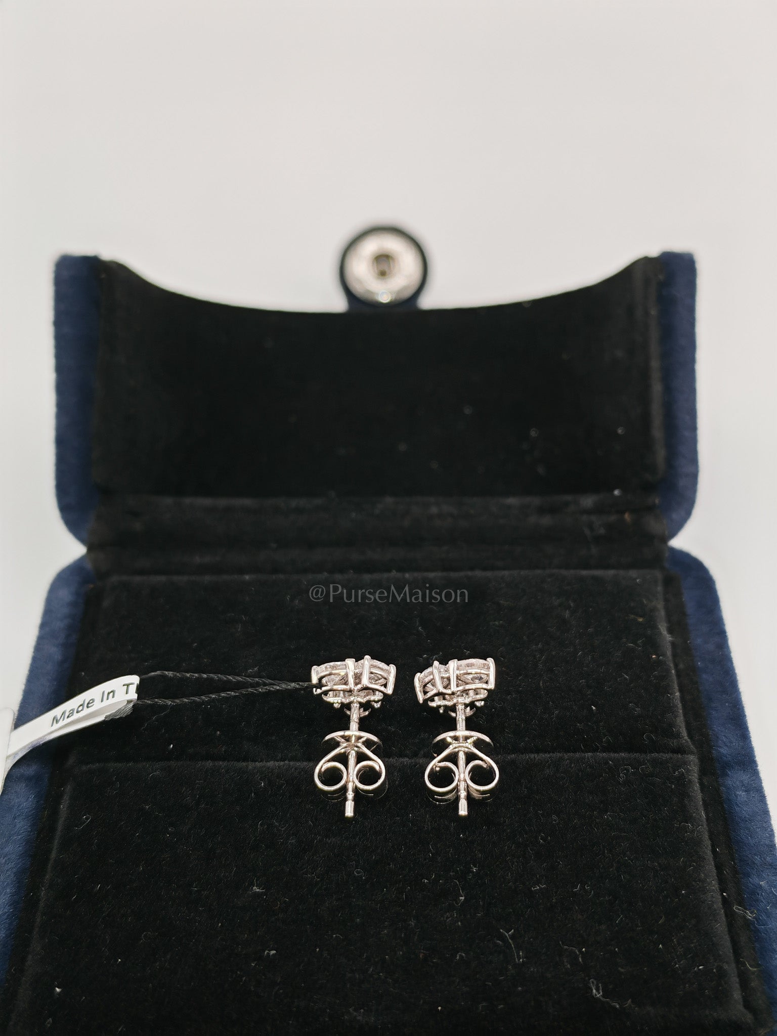 18K 1.75gms. 0.92cts VS1 to VVS1 (Clarity) E to H (Color) Natural Diamond White Gold Earrings | Purse Maison Luxury Bags Shop