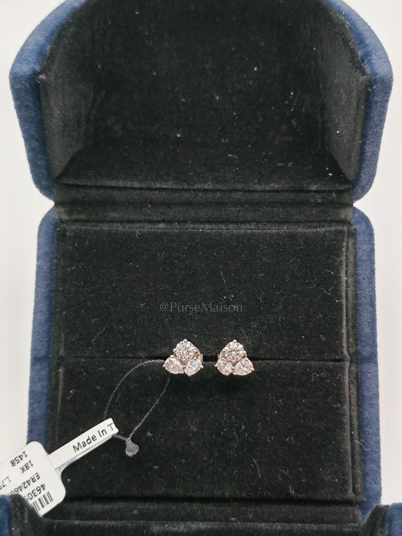 18K 1.75gms. 0.92cts VS1 to VVS1 (Clarity) E to H (Color) Natural Diamond White Gold Earrings | Purse Maison Luxury Bags Shop