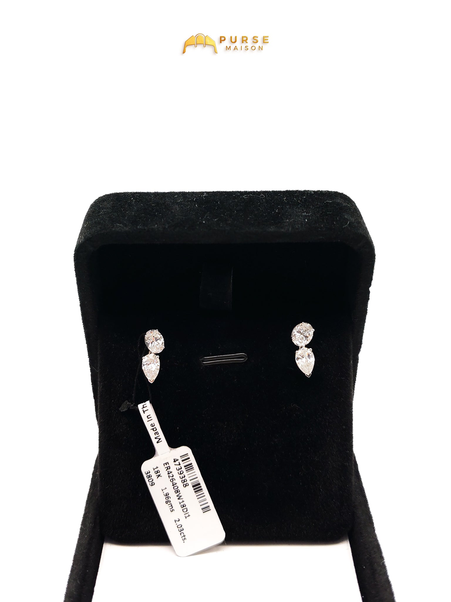 18k | 1.96gms. | 1.96gms | 2.03cts. | VS1 to VVS1 (Clarity) E to H (Color) Natural Diamond White Gold Earrings | Purse Maison Luxury Bags Shop