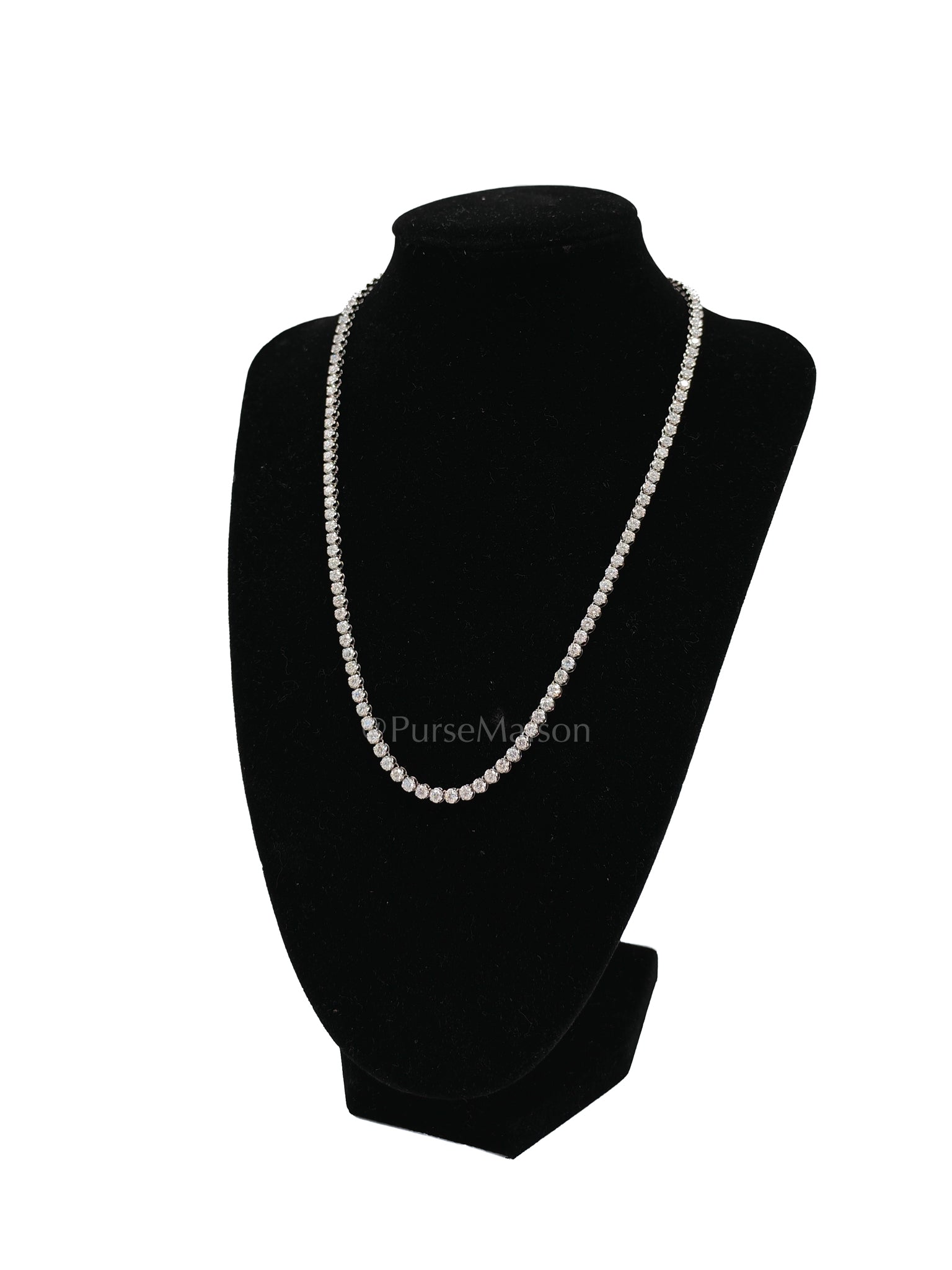 18k 28.1gms 10.226cts Natural Diamond White Gold Tennis Necklace (18 inches) | Purse Maison Luxury Bags Shop