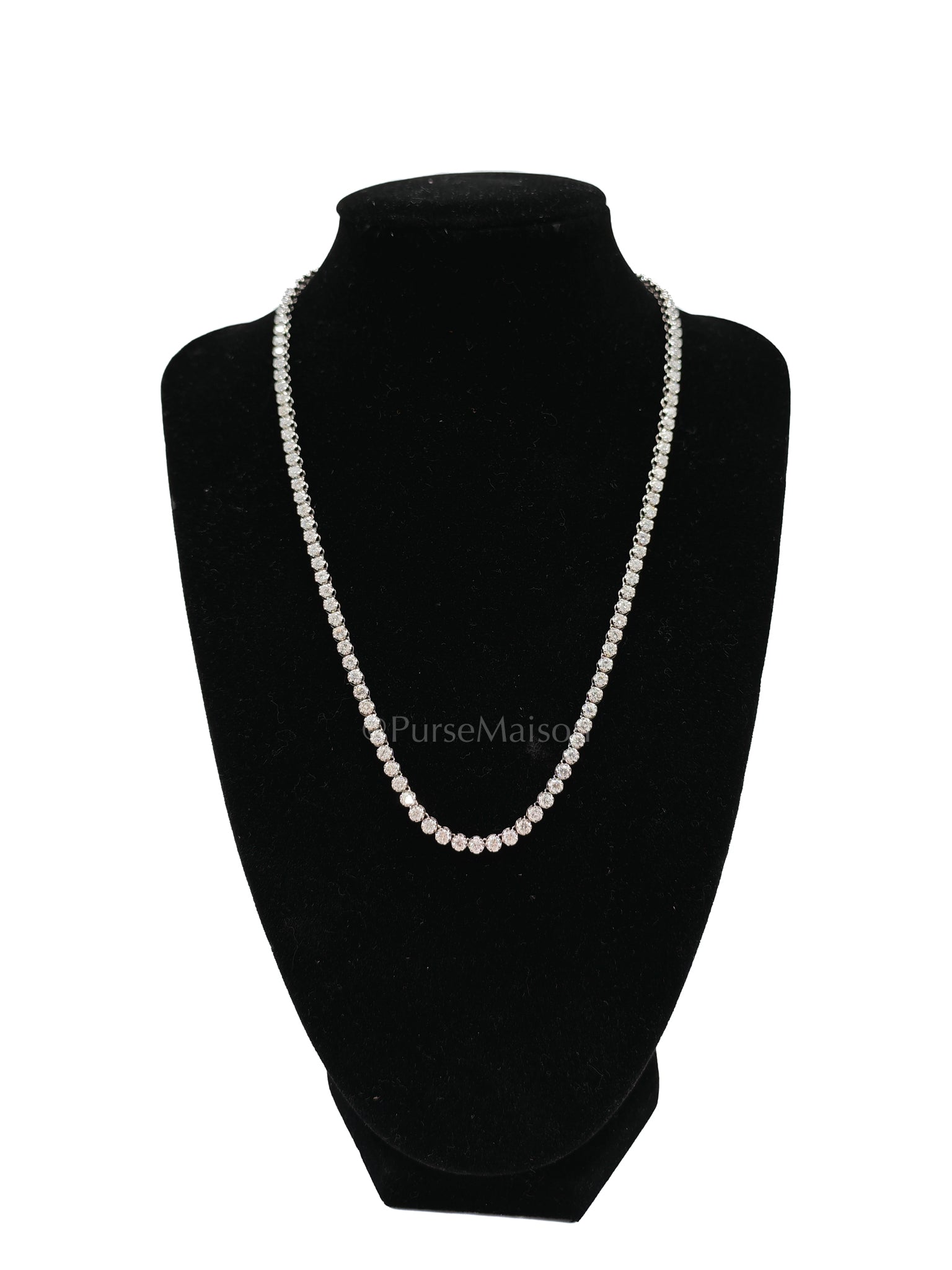 18k 28.1gms 10.226cts Natural Diamond White Gold Tennis Necklace (18 inches) | Purse Maison Luxury Bags Shop