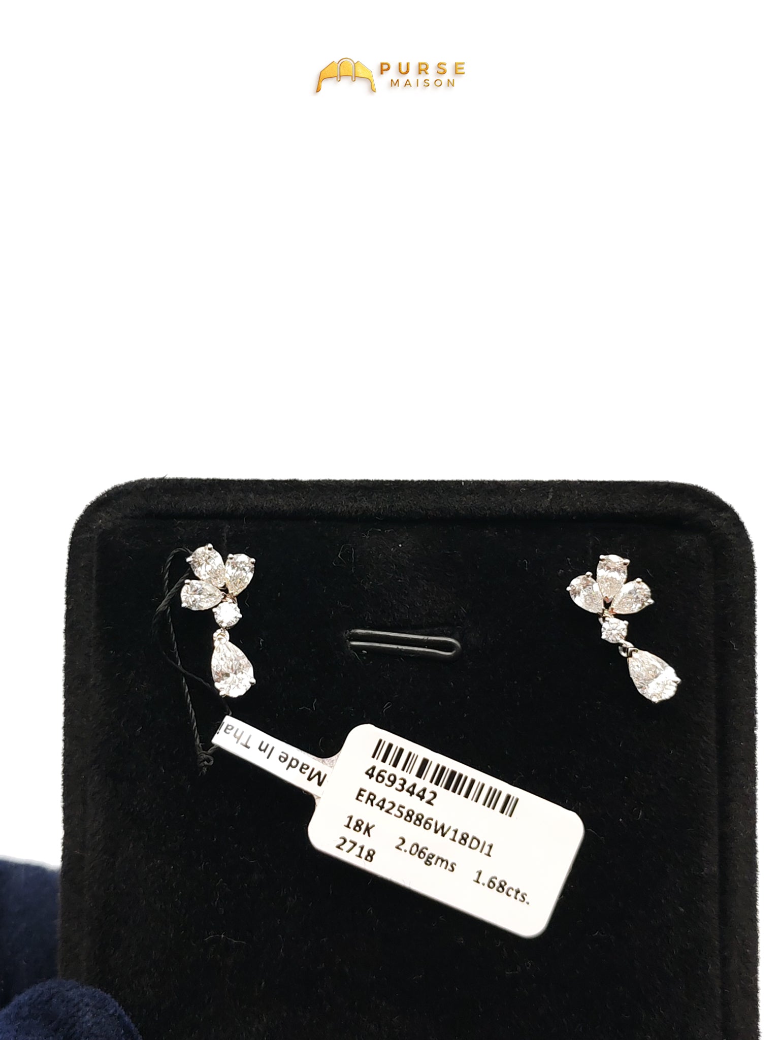 18k | 2.06gms. | 2.06gms. | 1.68cts. | VS1 to VVS1 (Clarity) E to H (Color) Natural Diamond White Gold Earrings | Purse Maison Luxury Bags Shop