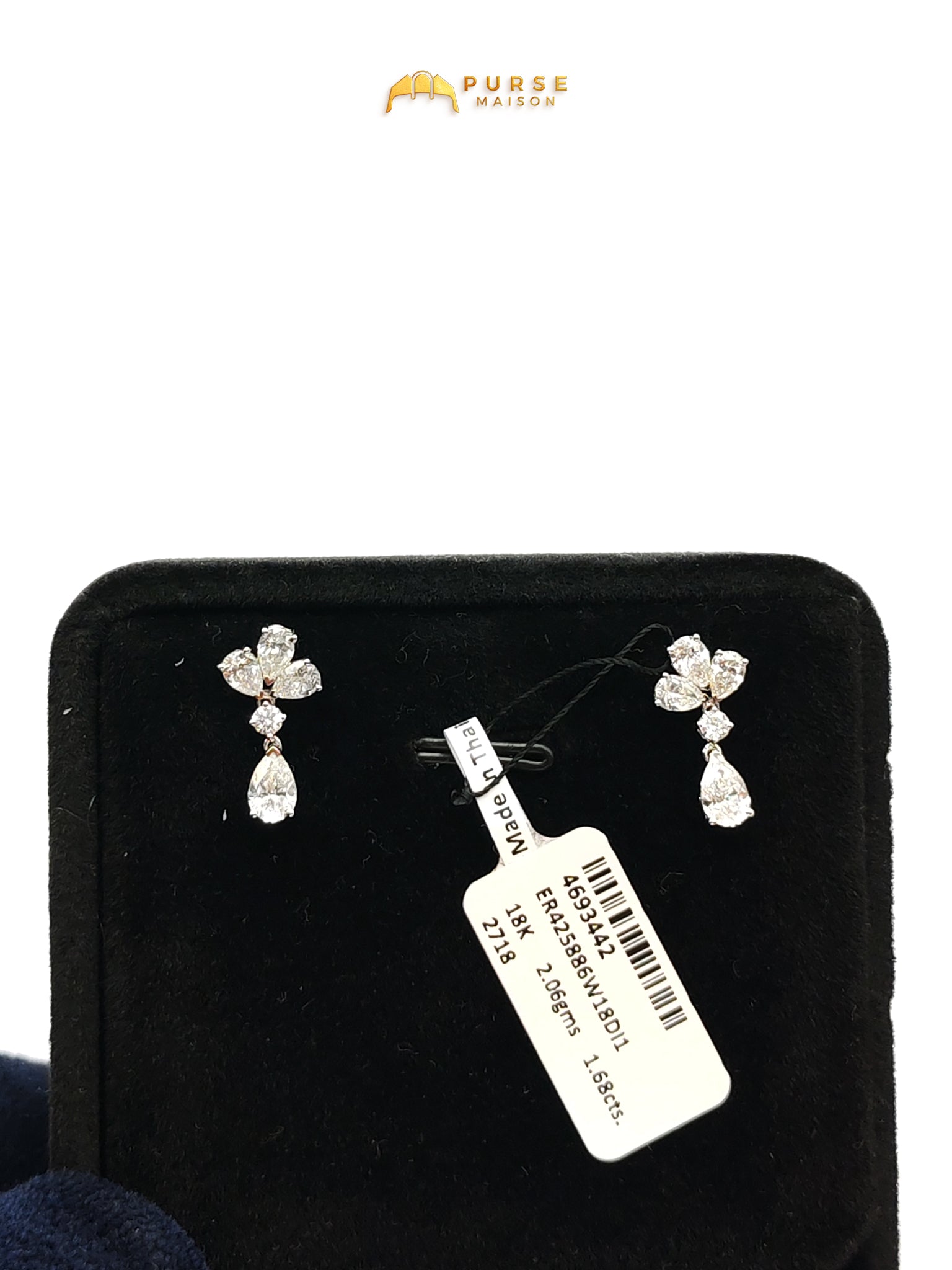 18k | 2.06gms. | 2.06gms. | 1.68cts. | VS1 to VVS1 (Clarity) E to H (Color) Natural Diamond White Gold Earrings | Purse Maison Luxury Bags Shop