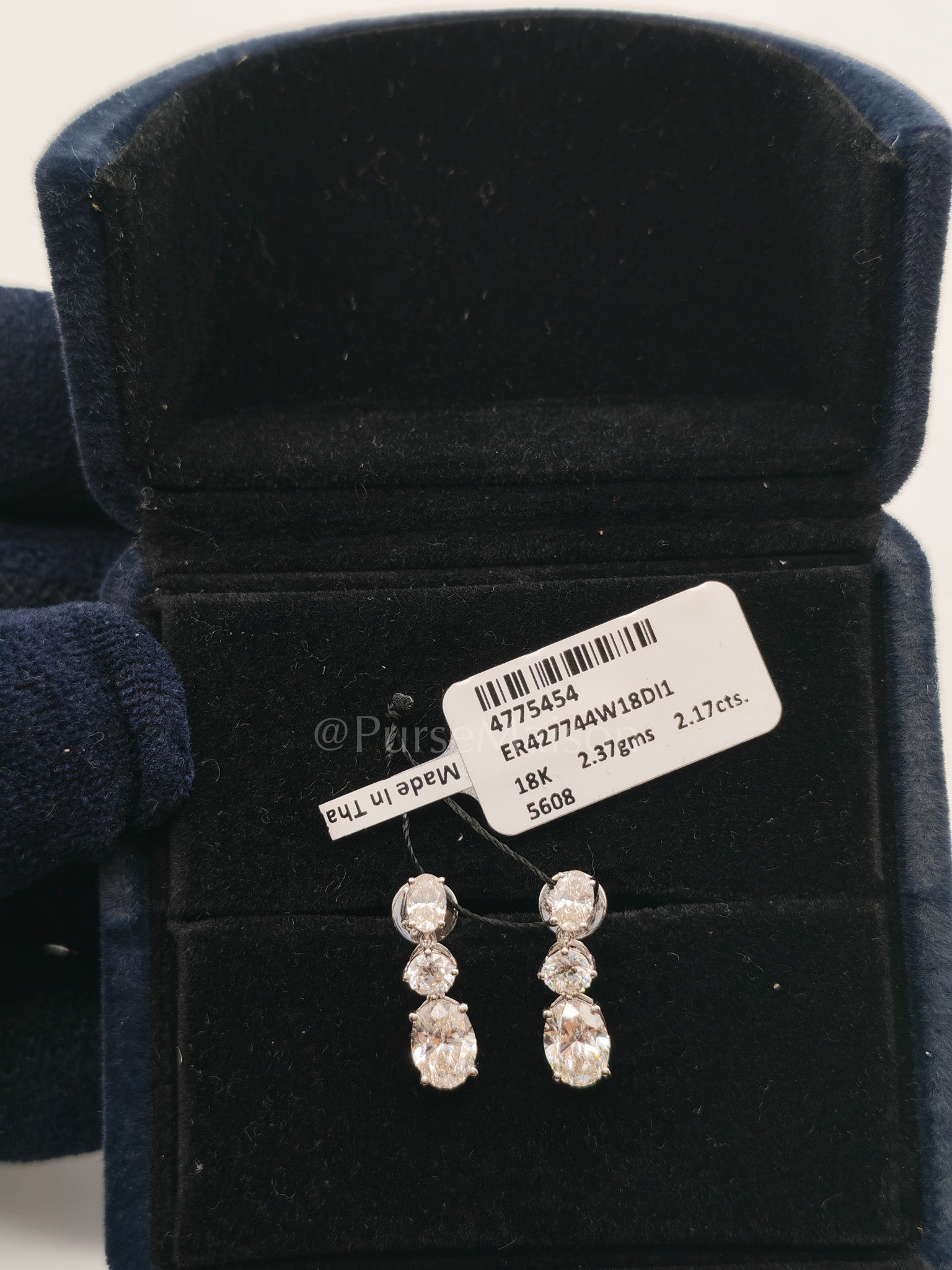 18k 2.37gms 2.17cts VS1 to VVS1 (Clarity) E to H (Color) Natural Diamond White Gold Earrings | Purse Maison Luxury Bags Shop