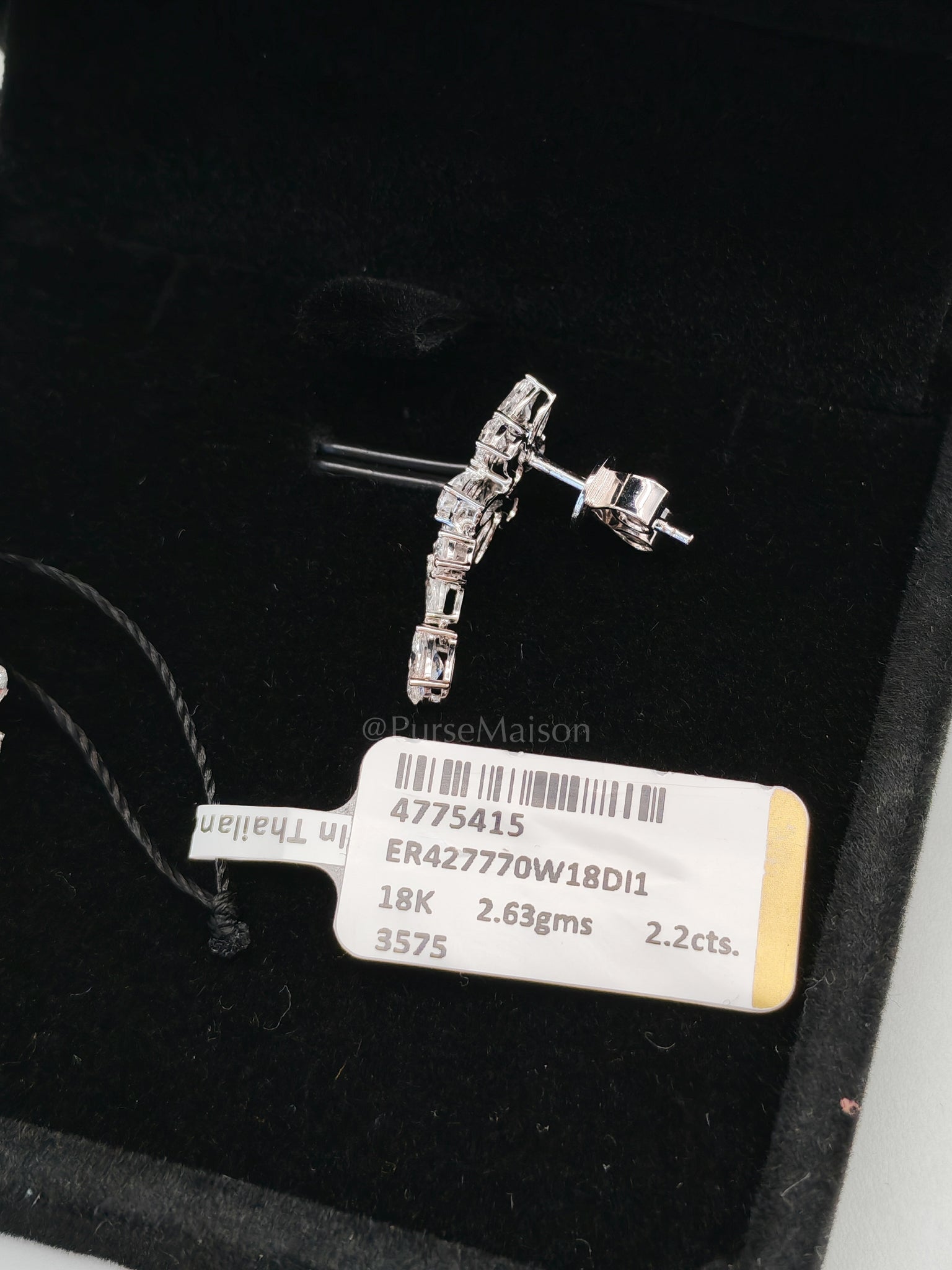18k 2.63gms 2.2cts. VS1 to VVS1 (Clarity) E to H (Color) Natural Diamond White Gold Earrings | Purse Maison Luxury Bags Shop