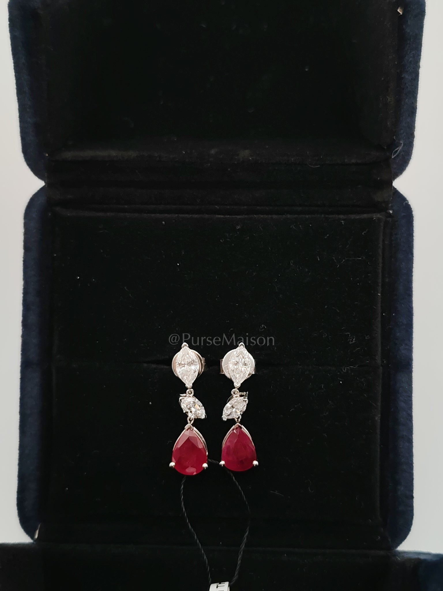 18K 2.67gms. 3.32cts. Natural Diamond White Gold Earrings | Purse Maison Luxury Bags Shop