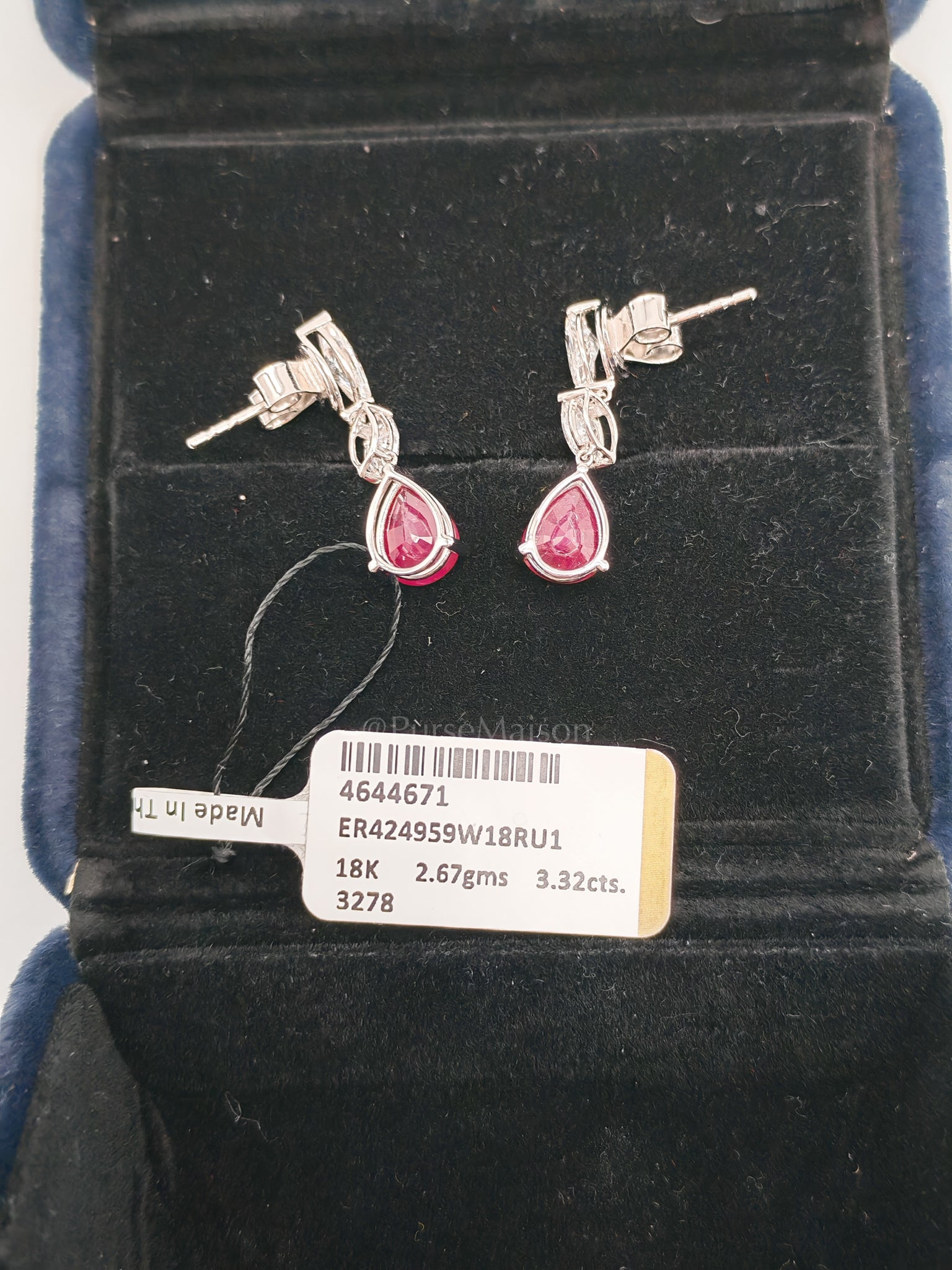 18K 2.67gms. 3.32cts. Natural Diamond White Gold Earrings | Purse Maison Luxury Bags Shop