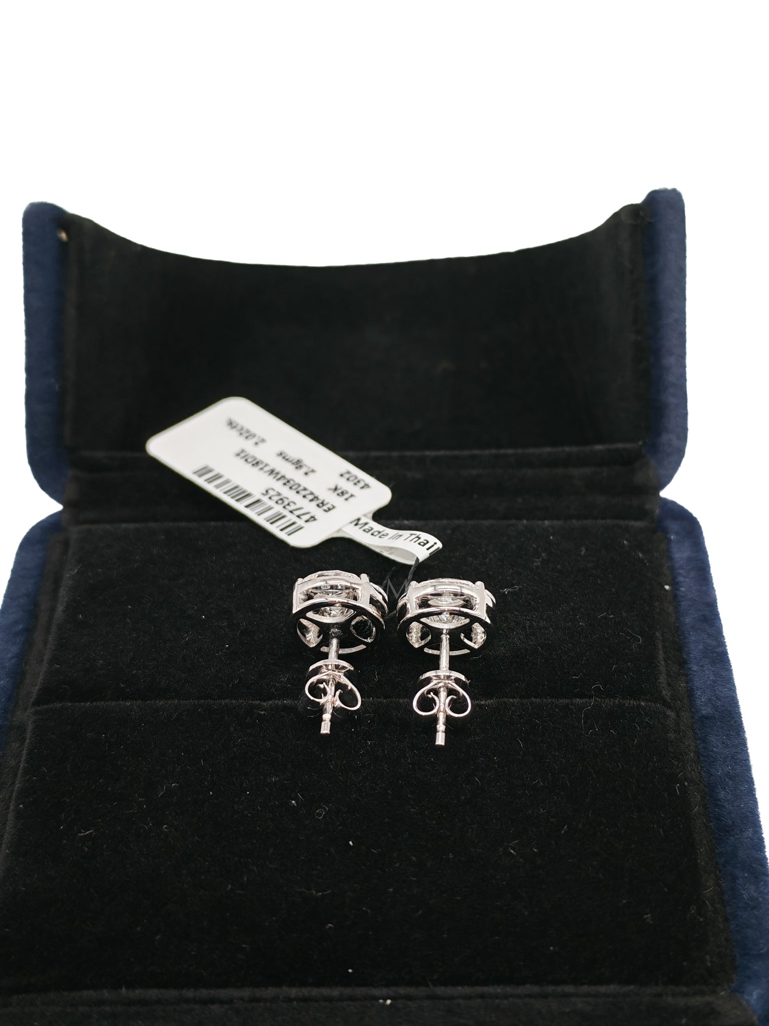 18K 2.9gms. 2.02cts. Round Natural Diamond White Gold Stud Earrings | Purse Maison Luxury Bags Shop