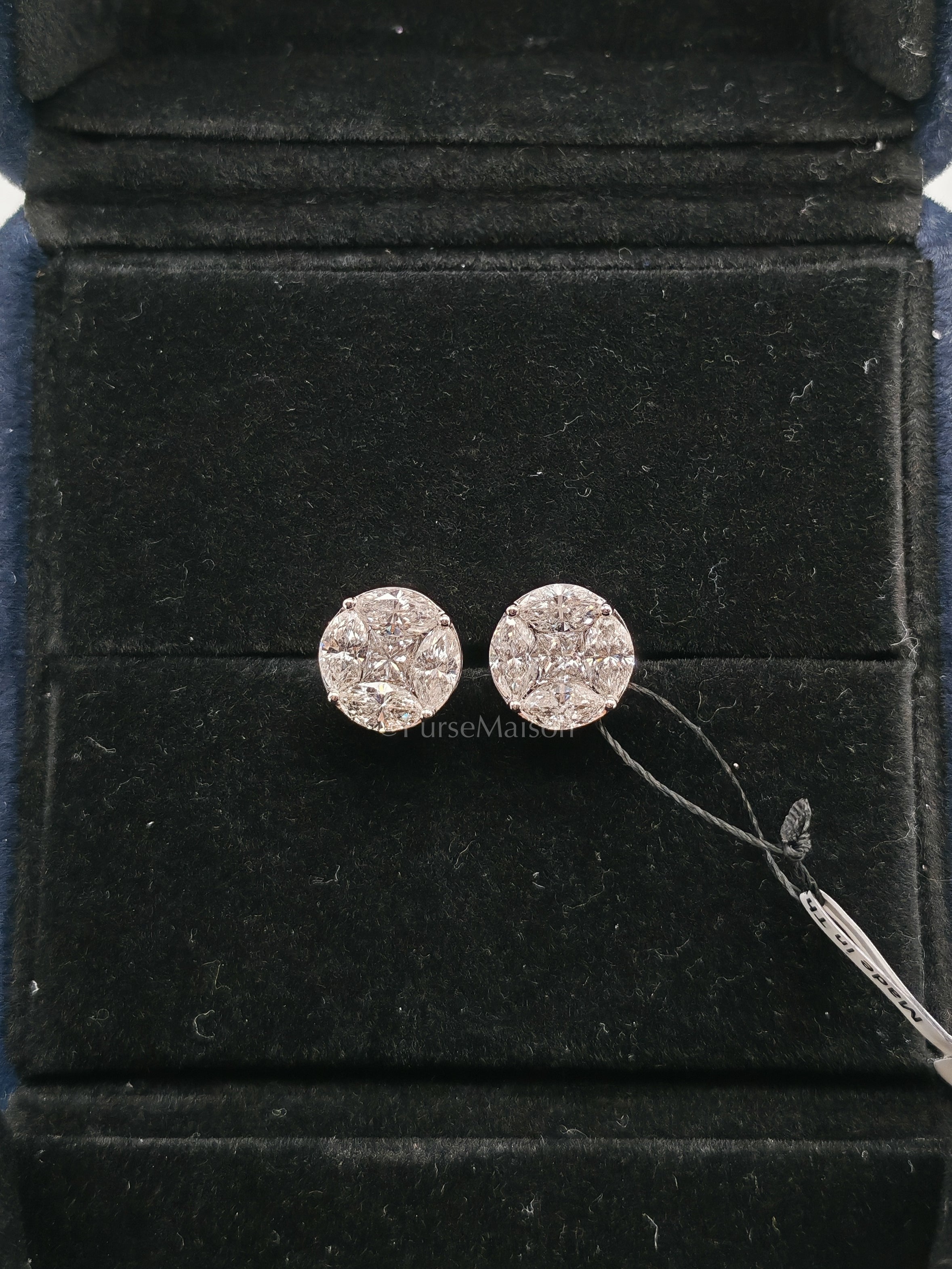 18k 3.05gms 2.42cts VS1 to VVS1 (Clarity) E to H (Color) Natural Diamond White Gold Earrings | Purse Maison Luxury Bags Shop