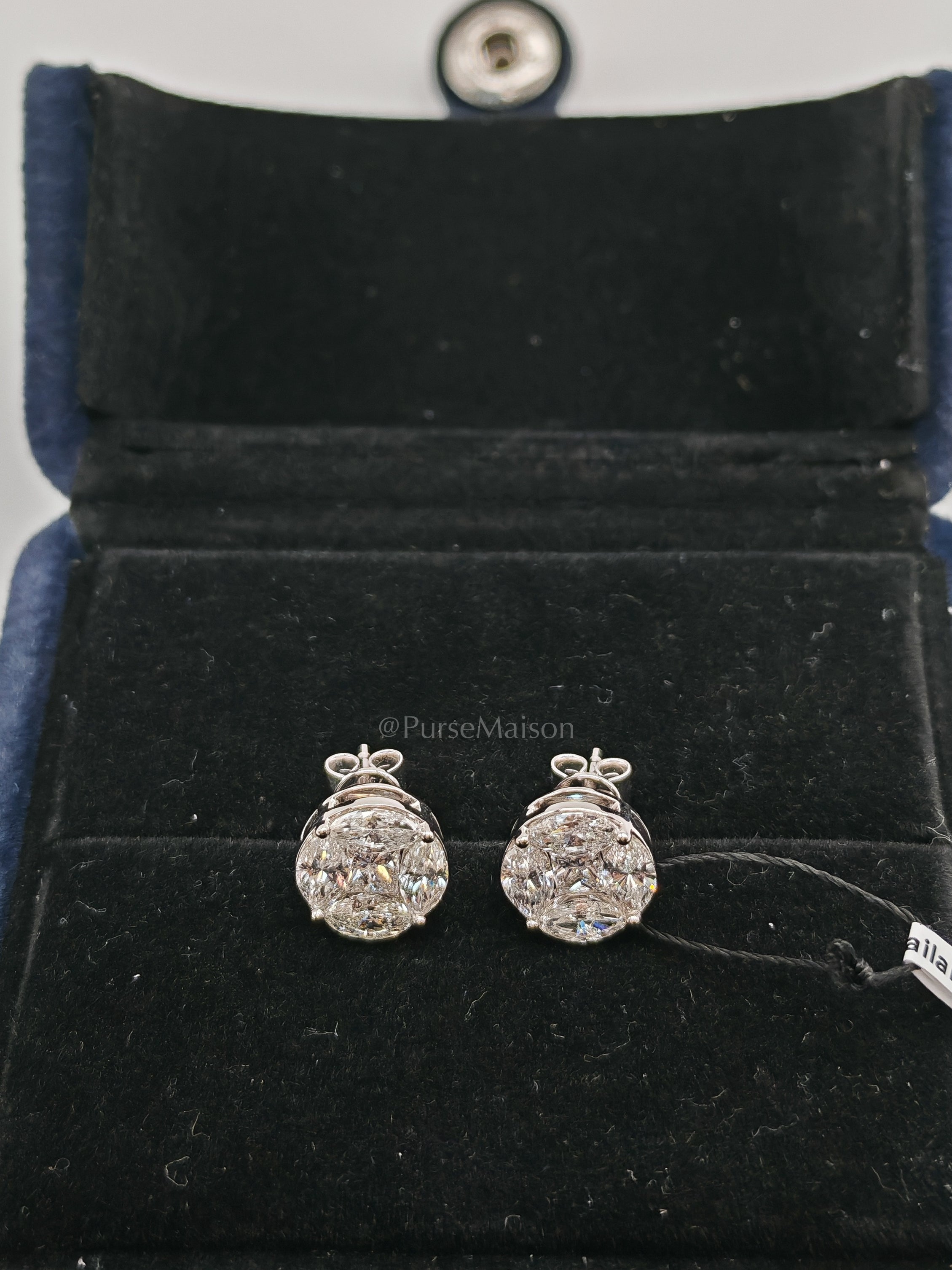 18k 3.05gms 2.42cts VS1 to VVS1 (Clarity) E to H (Color) Natural Diamond White Gold Earrings | Purse Maison Luxury Bags Shop