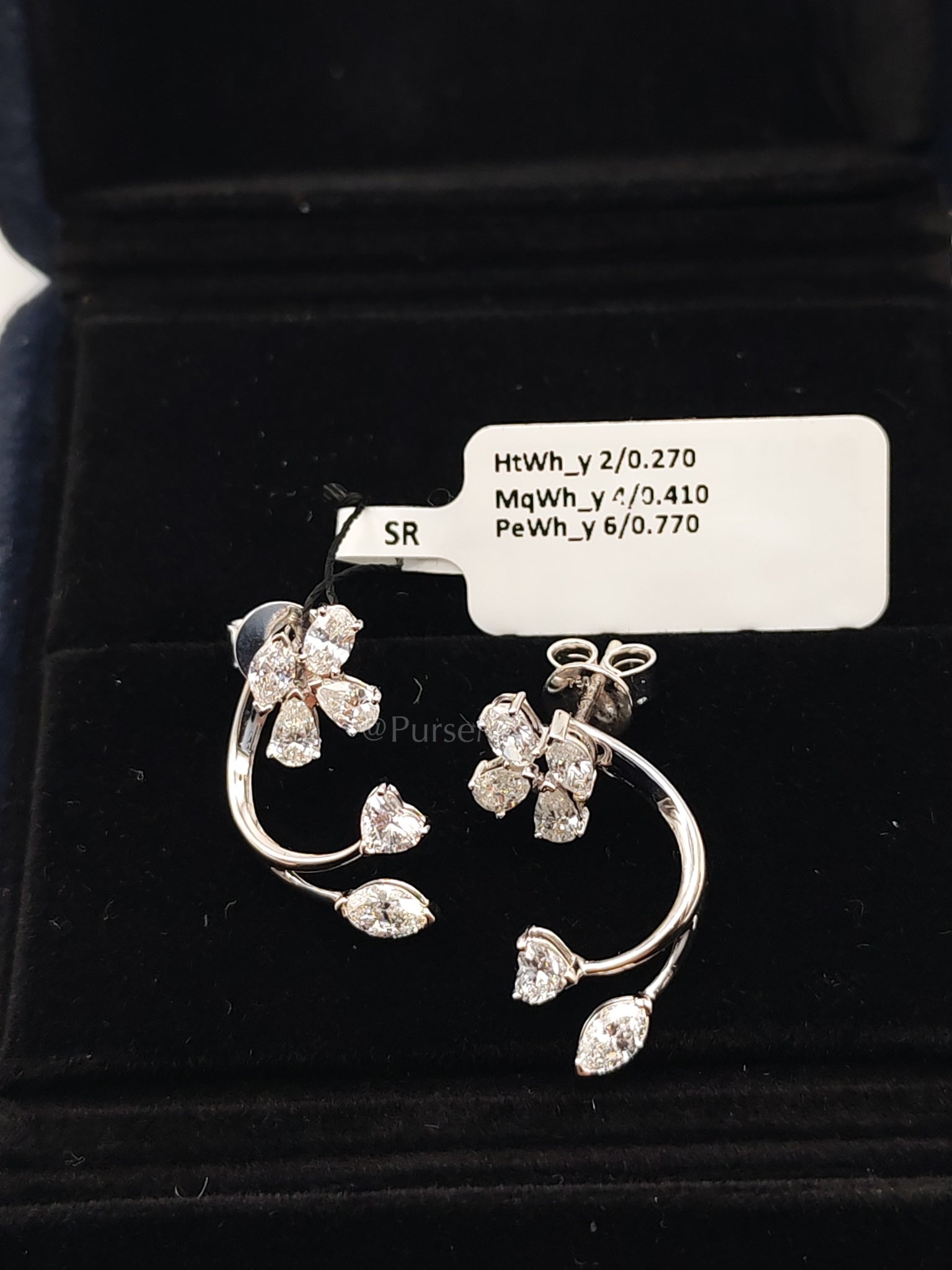 18k 3.2gms. 1.45cts. Natural Diamons White Gold Earrings | Purse Maison Luxury Bags Shop