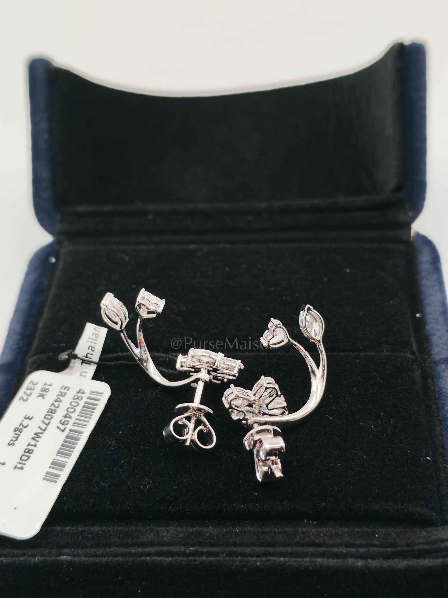 18k 3.2gms. 1.45cts. Natural Diamons White Gold Earrings | Purse Maison Luxury Bags Shop