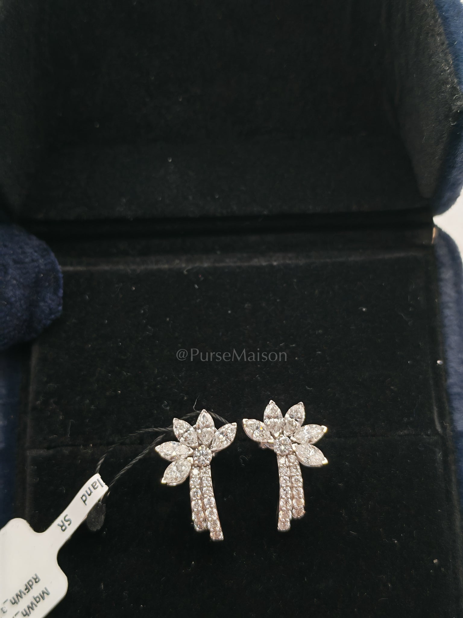 18k 3.42gms. 1.37cts Natural Diamond White Gold Earrings | Purse Maison Luxury Bags Shop