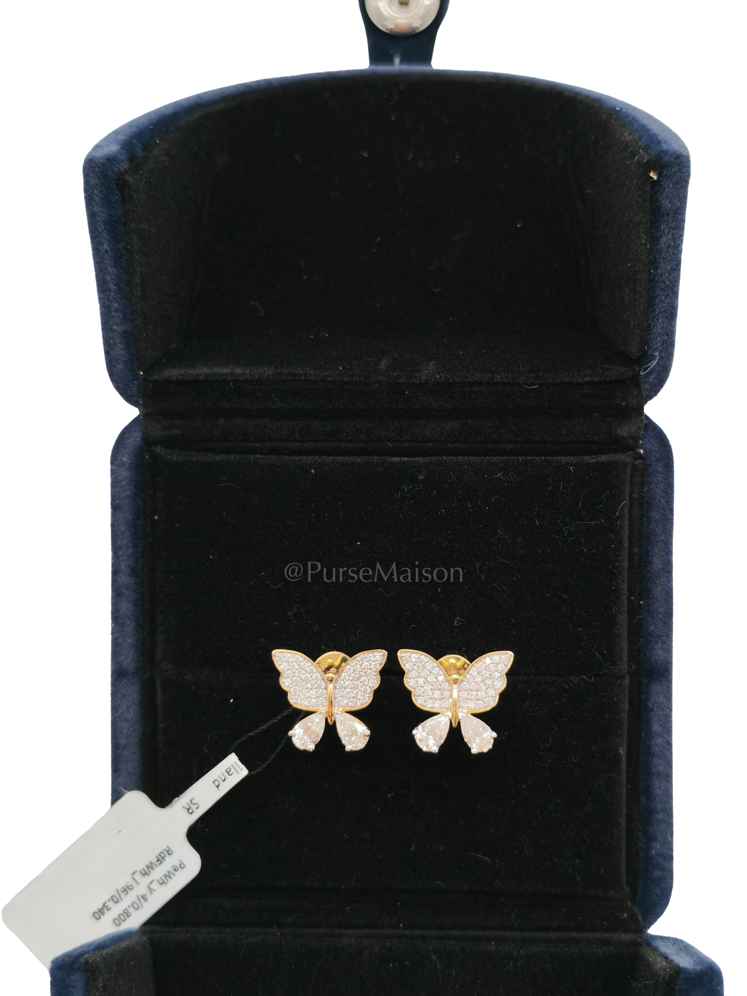 18K 3.62gms. 1.14cts. Butterfly Natural Diamond White Gold Earrings | Purse Maison Luxury Bags Shop