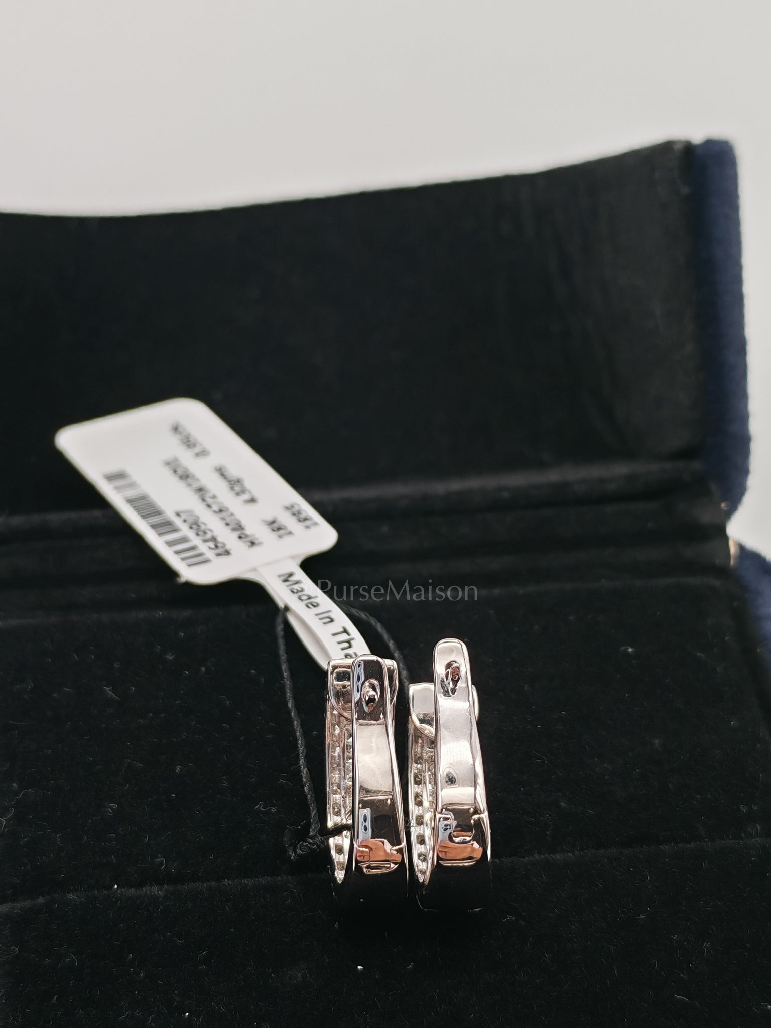 18k 4.32gms. 0.95cts Natural Diamons White Gold Earrings | Purse Maison Luxury Bags Shop