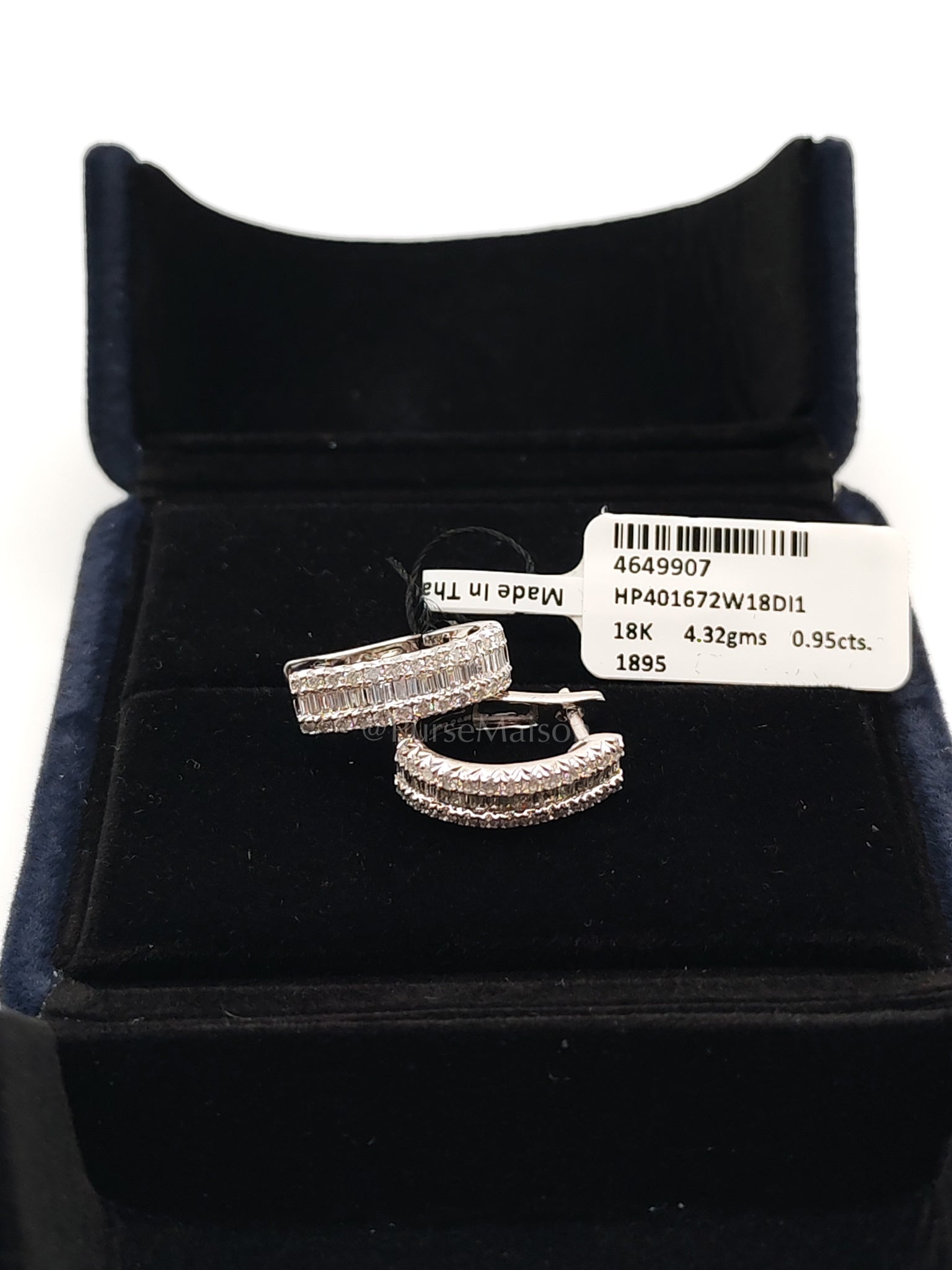 18k 4.32gms. 0.95cts Natural Diamons White Gold Earrings | Purse Maison Luxury Bags Shop