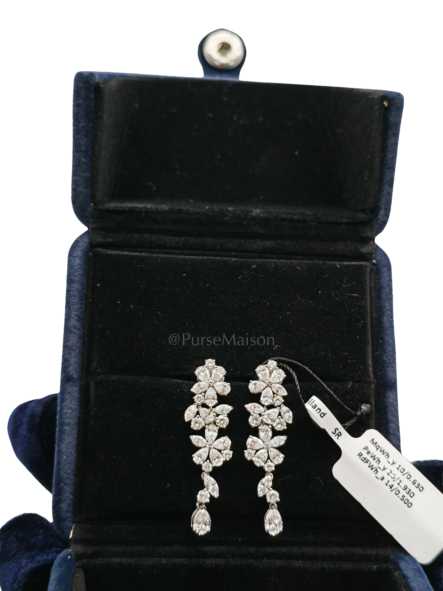 18K 4.55gms. 3.06cts. Natural Diamond White Gold Earrings | Purse Maison Luxury Bags Shop