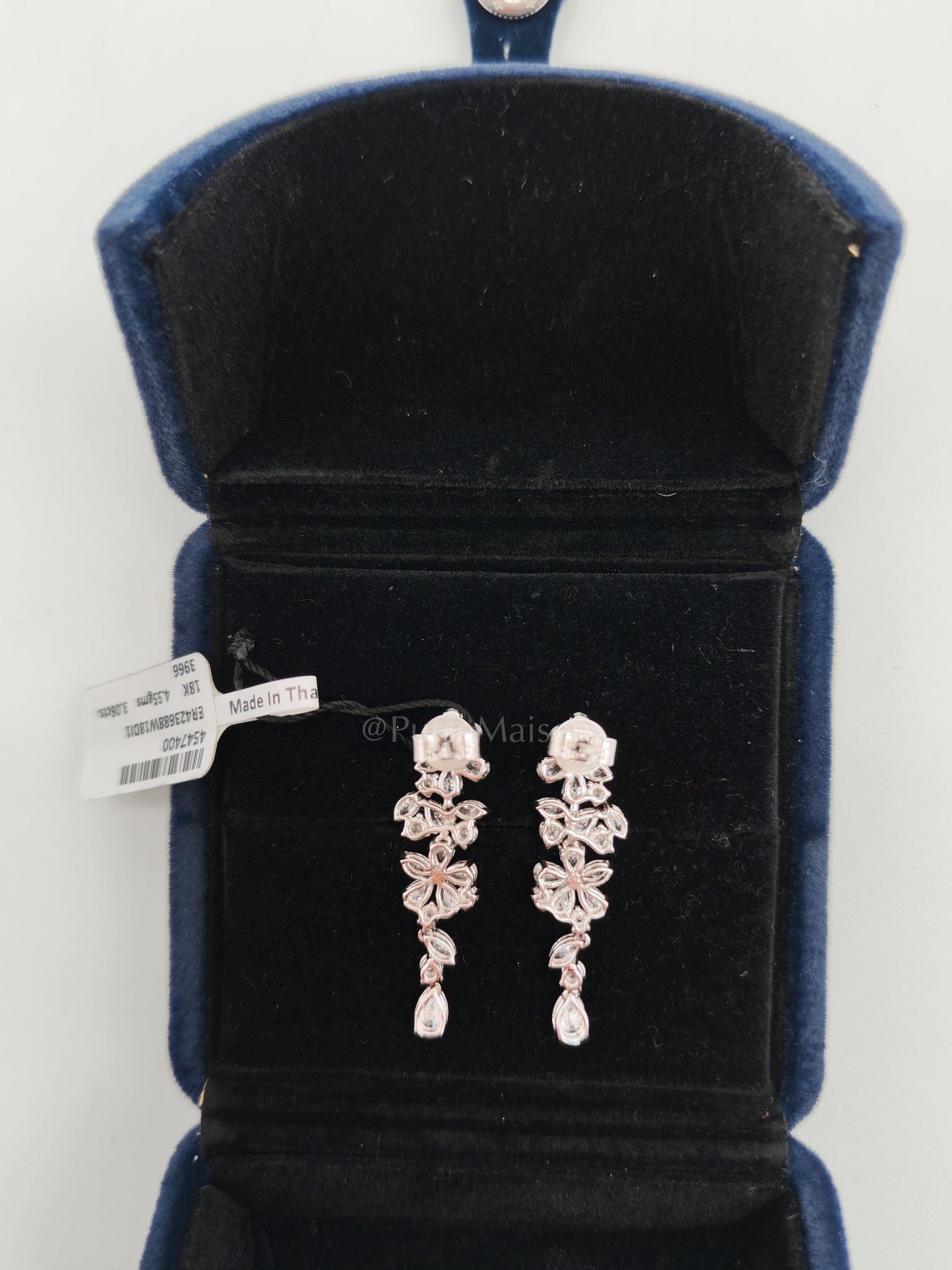 18K 4.55gms. 3.06cts. Natural Diamond White Gold Earrings | Purse Maison Luxury Bags Shop