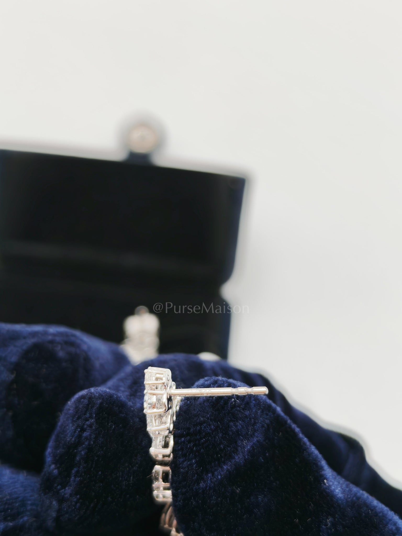 18K 4.55gms. 3.06cts. Natural Diamond White Gold Earrings | Purse Maison Luxury Bags Shop