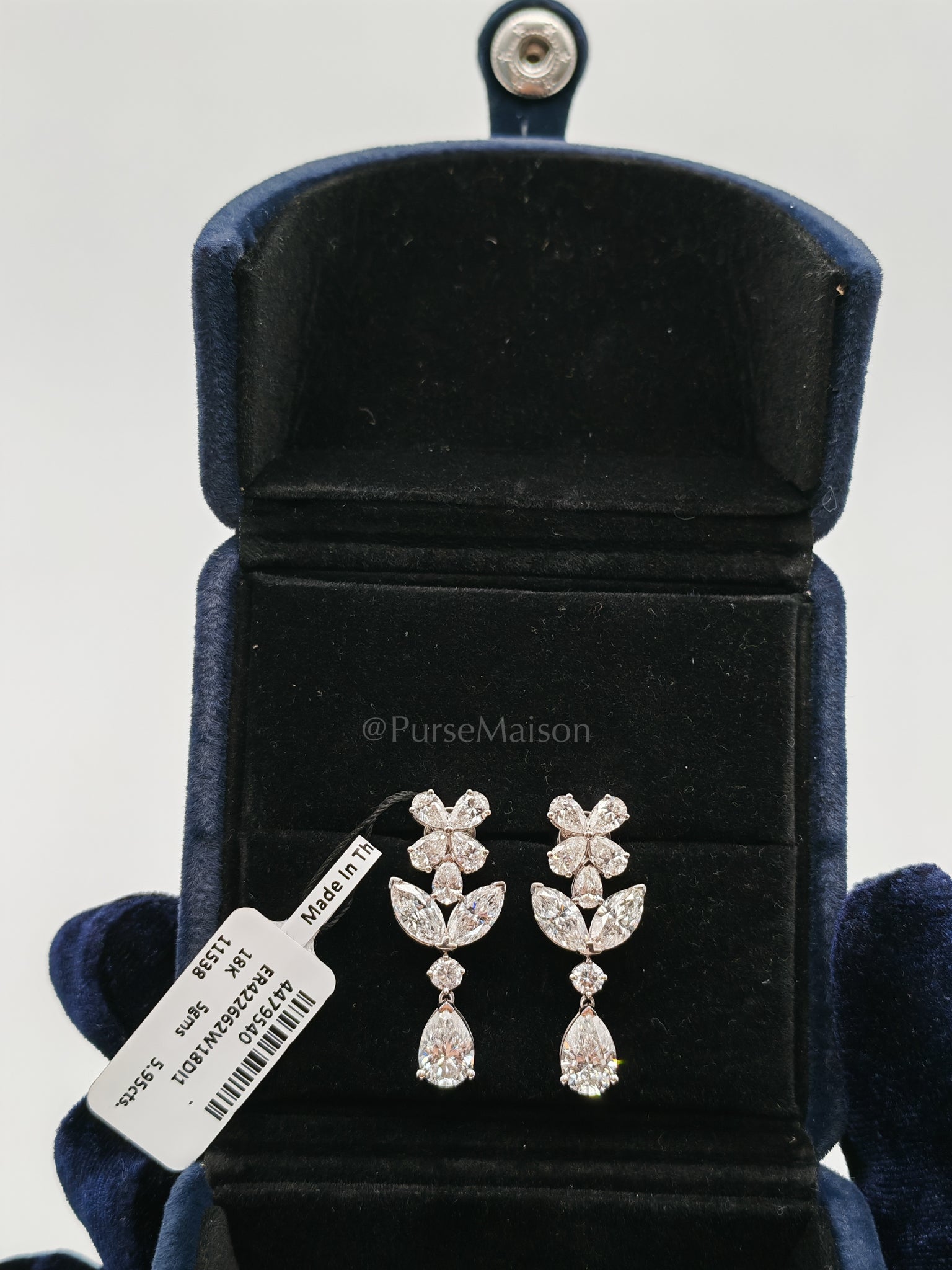 18K 5gms. 5.95cts. Natural Diamond White Gold Earrings | Purse Maison Luxury Bags Shop