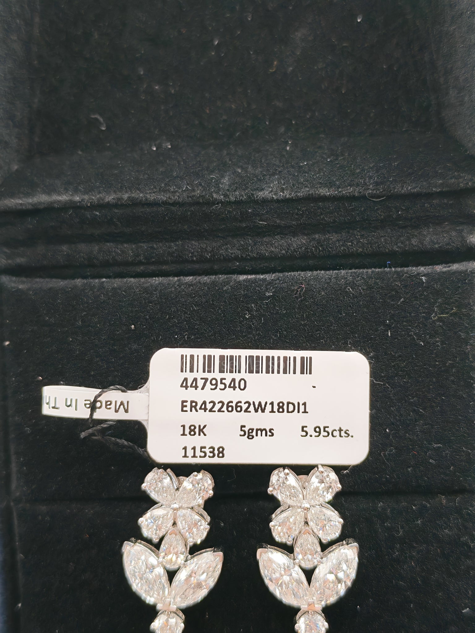 18K 5gms. 5.95cts. Natural Diamond White Gold Earrings | Purse Maison Luxury Bags Shop
