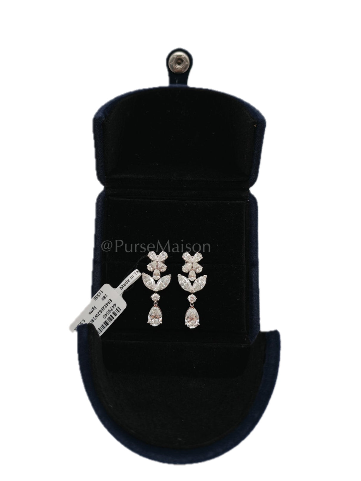 18K 5gms. 5.95cts. Natural Diamond White Gold Earrings | Purse Maison Luxury Bags Shop