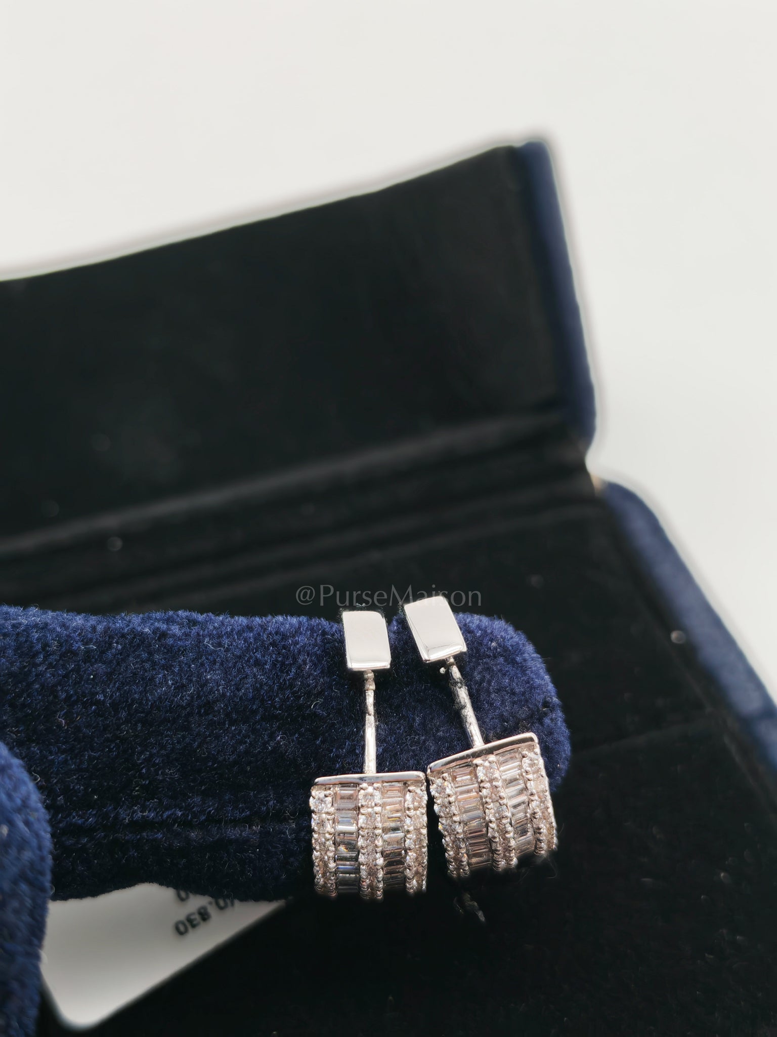 18k 8.25gms 1.59cts Natural Diamond White Gold Earrings | Purse Maison Luxury Bags Shop